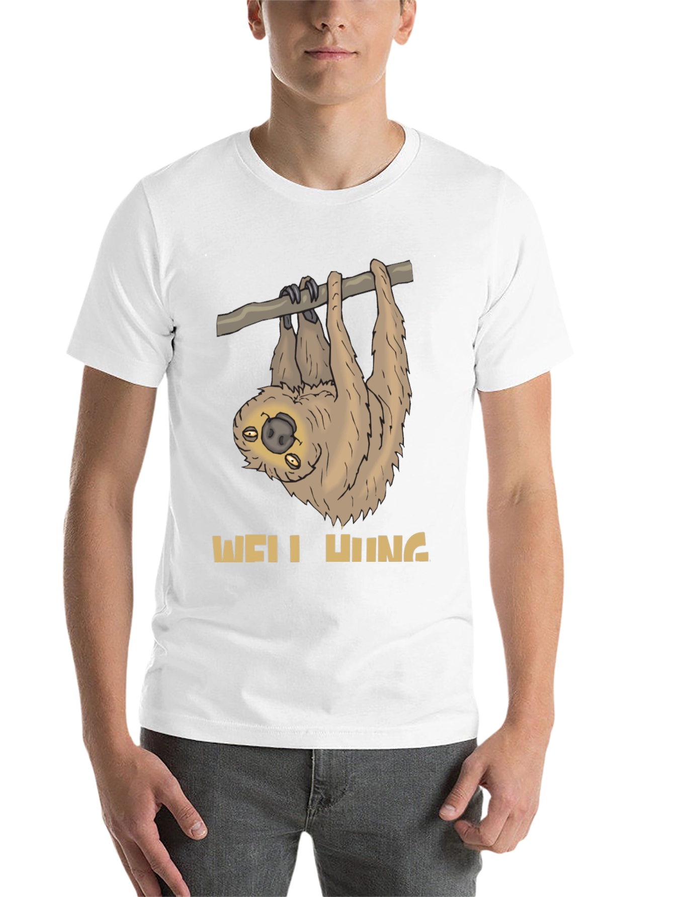 Black Well Hung Sloth Graphic Tee - Funny Animal T-Shirt view 14