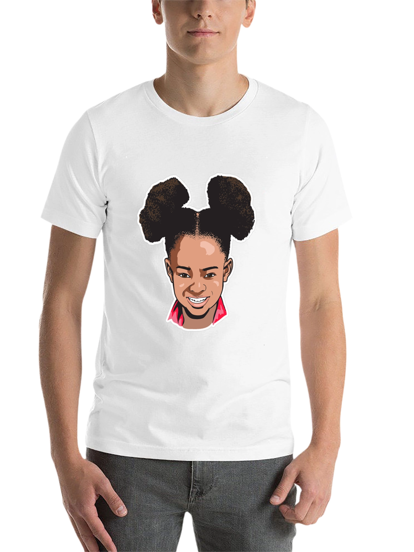 Black Cartoon Girl Graphic Tee - Black Cotton T-Shirt view 14
