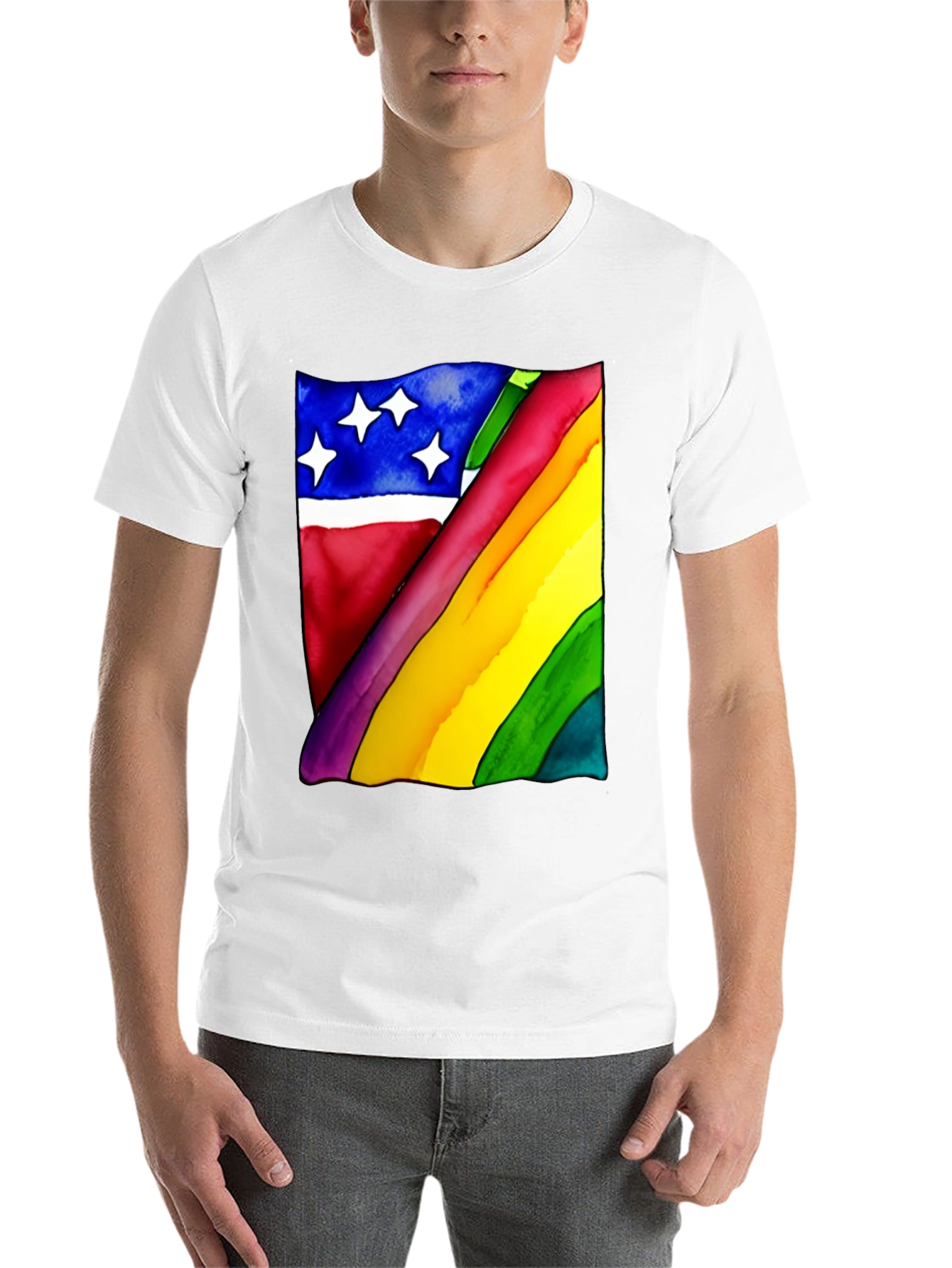 Black Rainbow Flag Graphic Tee - Unisex Black Shirt view 14