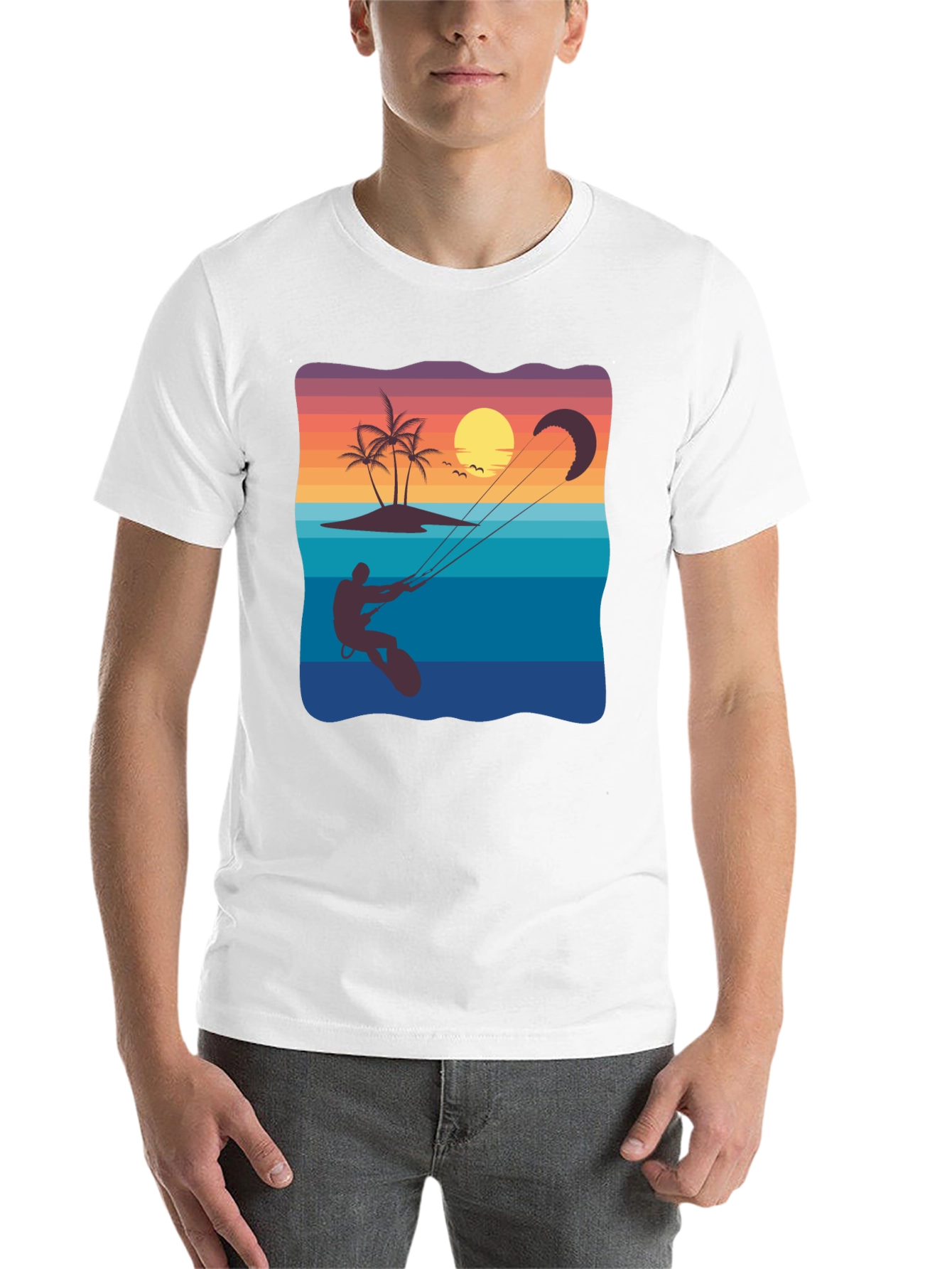 Black Sunset Kitesurfing Graphic Tee - Black Cotton Blend view 14