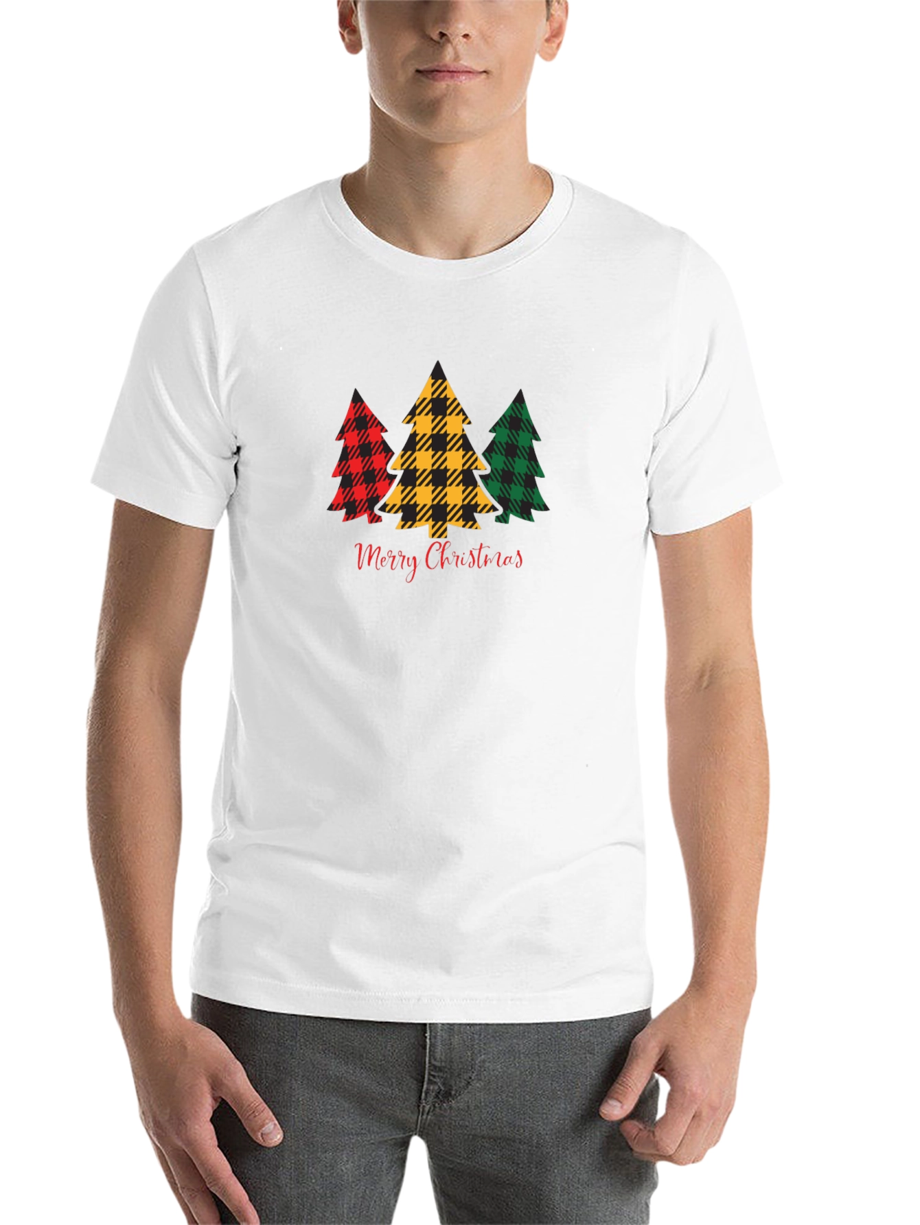 Black Plaid Christmas Tree Graphic Tee view 14