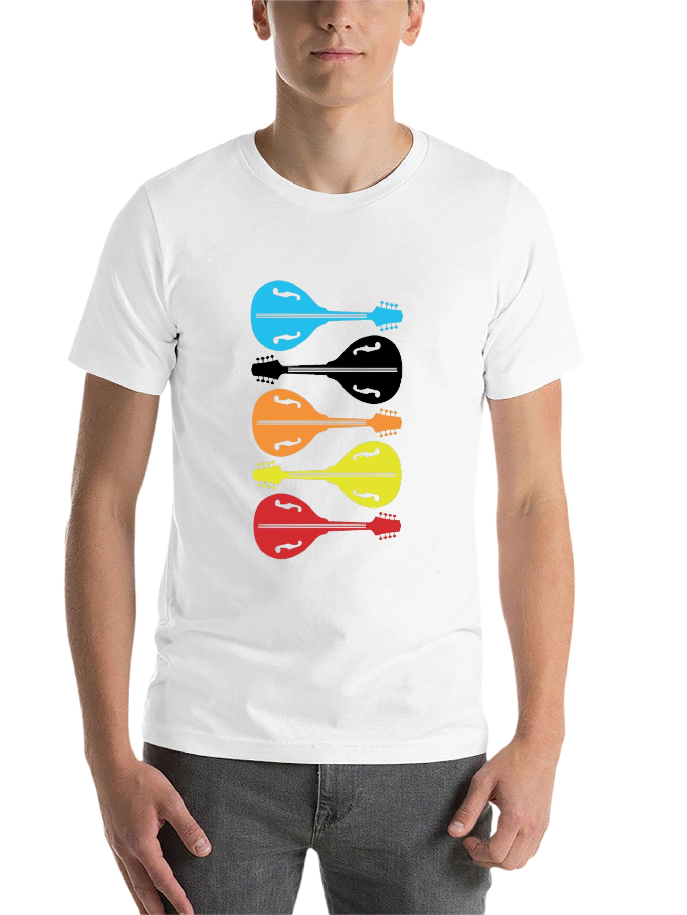 Black Colorful Mandolin Graphic T-Shirt view 14