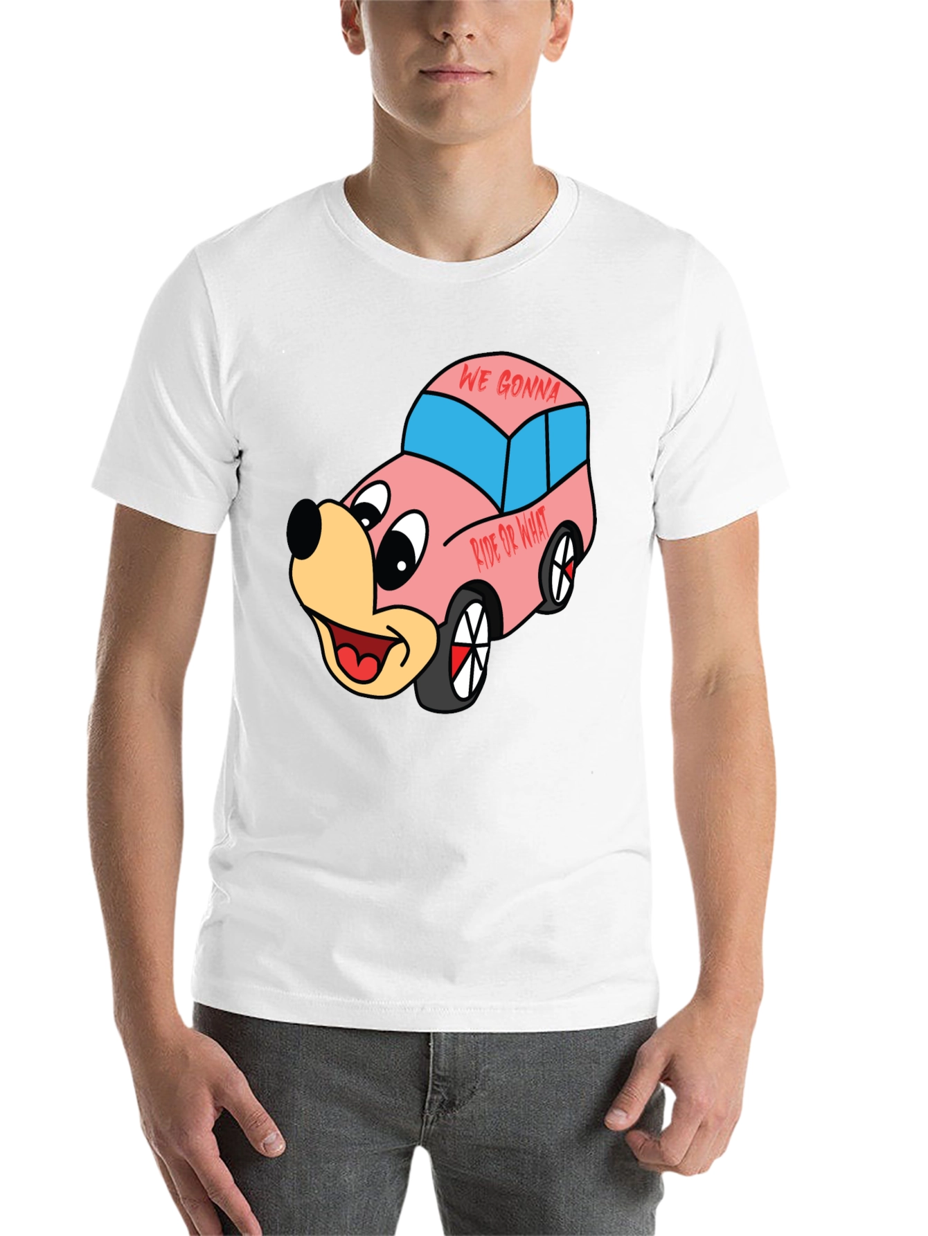 Black Cartoon Character Car Graphic T-Shirt view 14