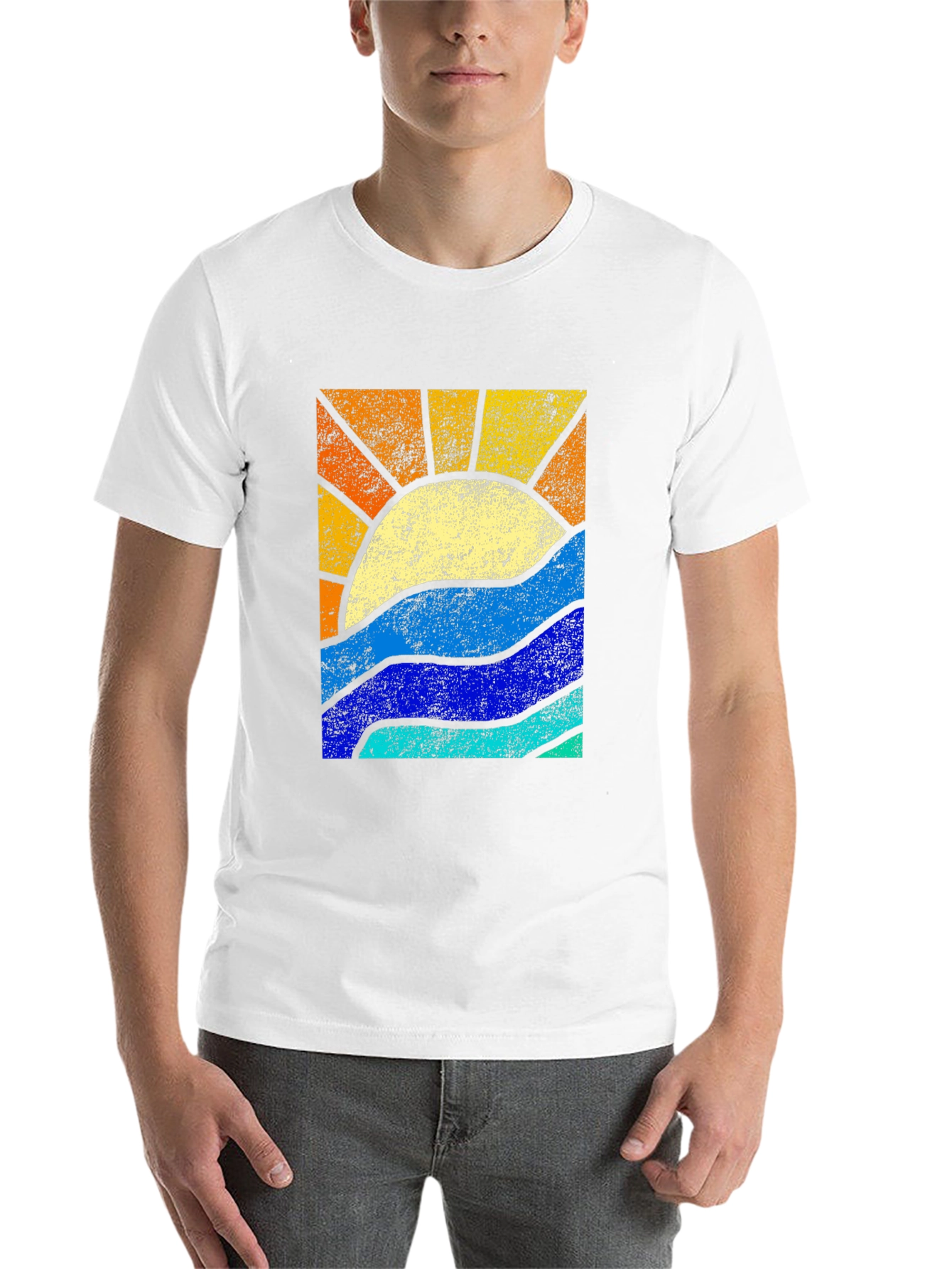 Black Retro Sunset & Waves Graphic Tee - Black view 14