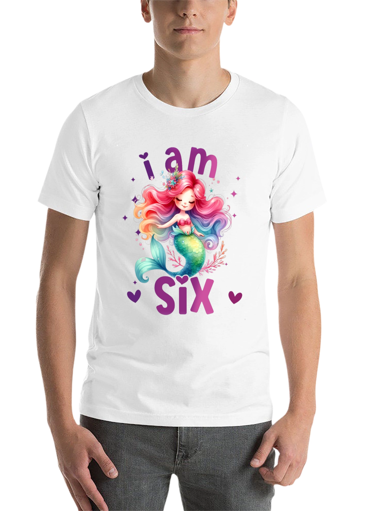 Black I am Six Mermaid Birthday T-Shirt view 14