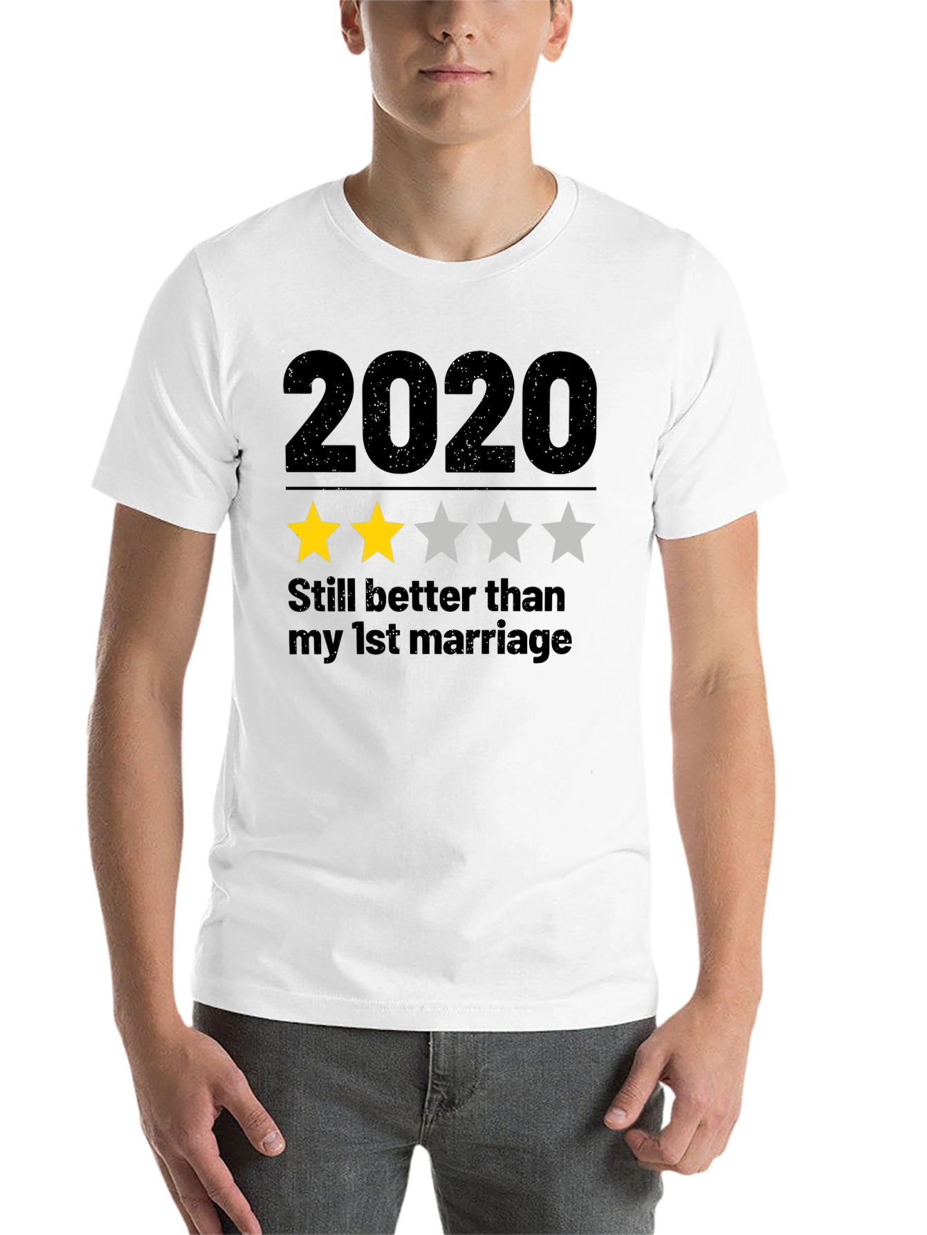 Black 2020 Two Star T-Shirt - Funny Sarcastic Tee view 14