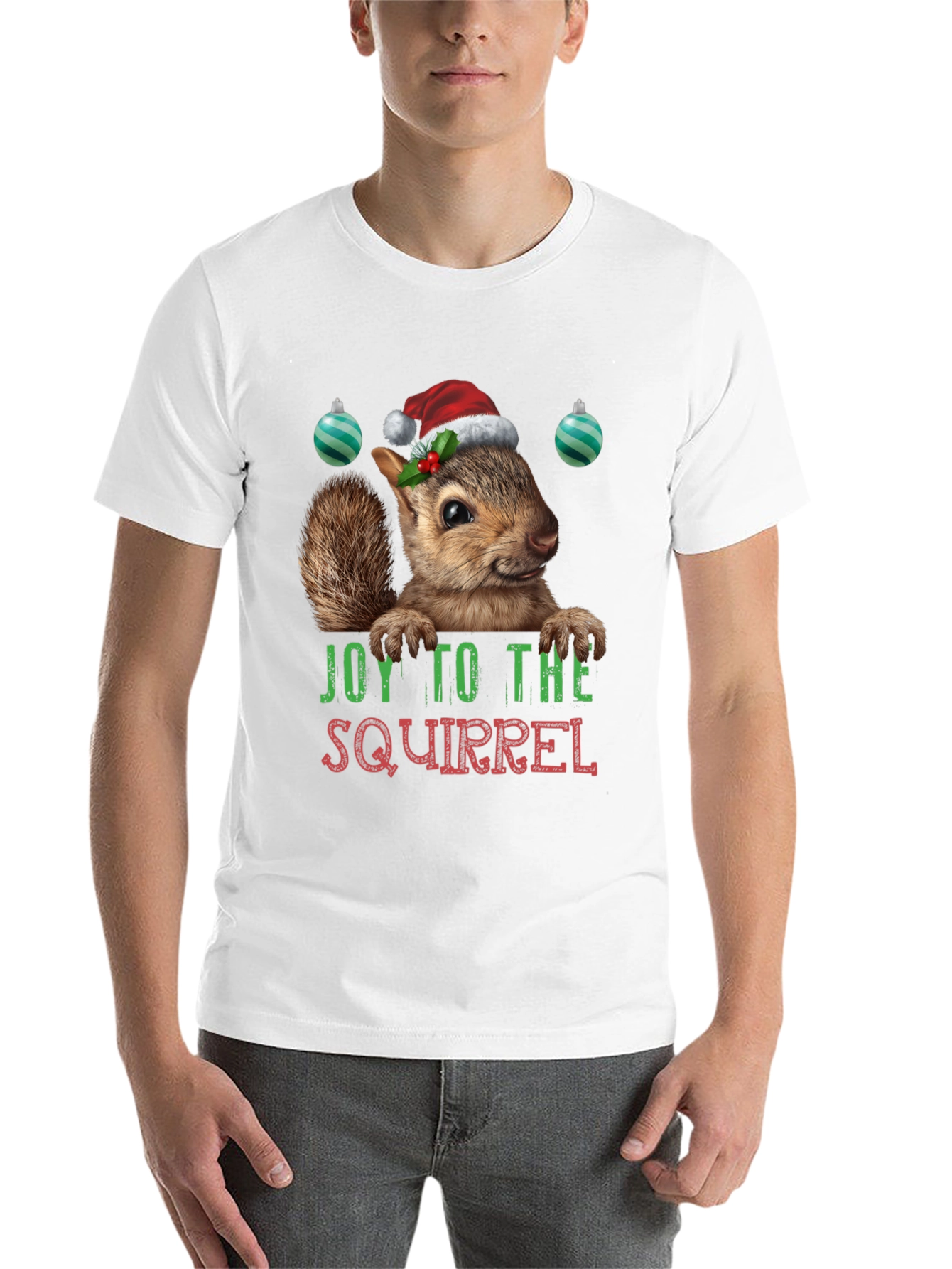 Black Festive Squirrel Graphic Tee - Holiday Joy T-Shirt view 14