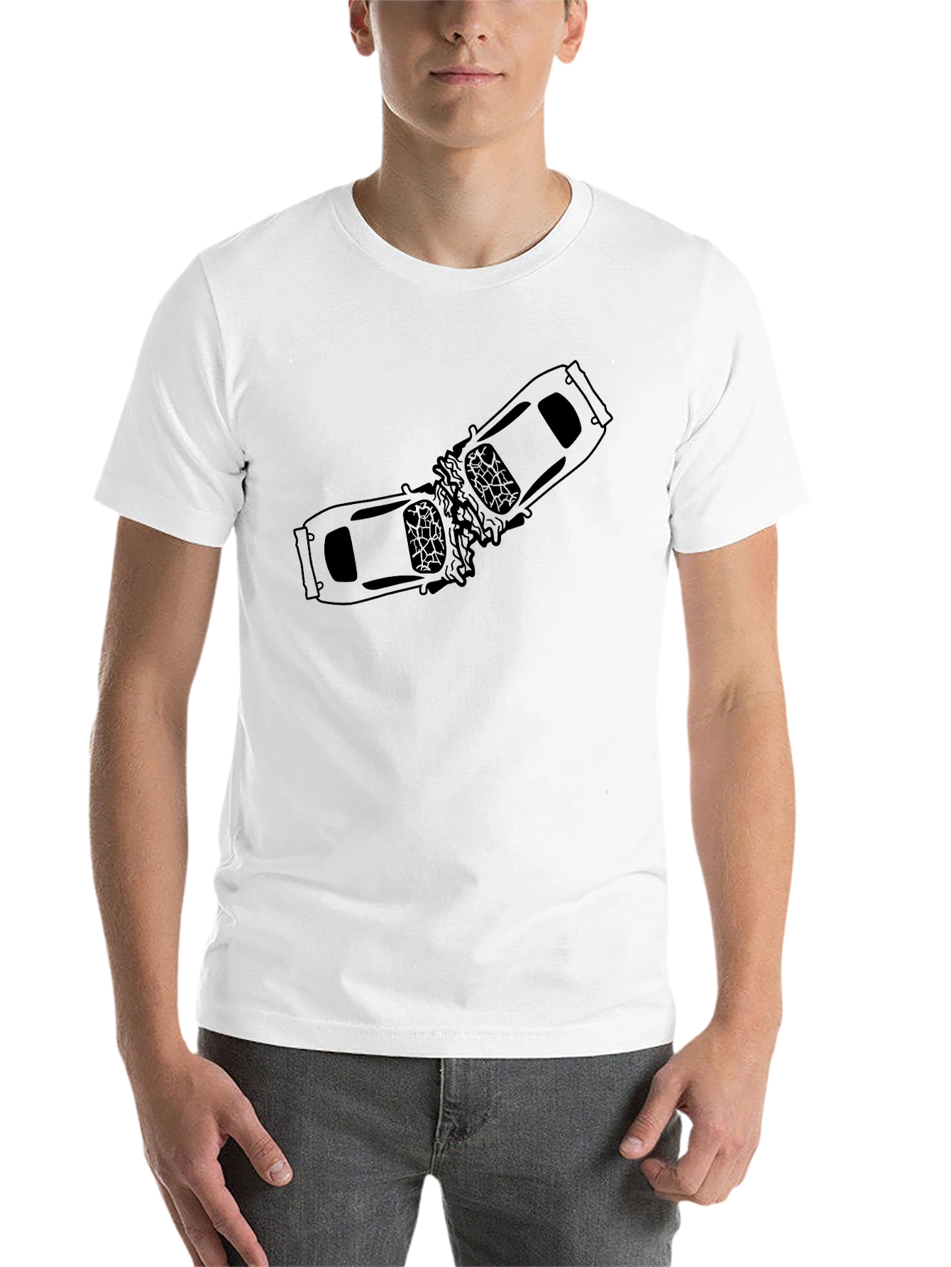 Black Crushed Car T-Shirt - Black Graphic Tee view 14