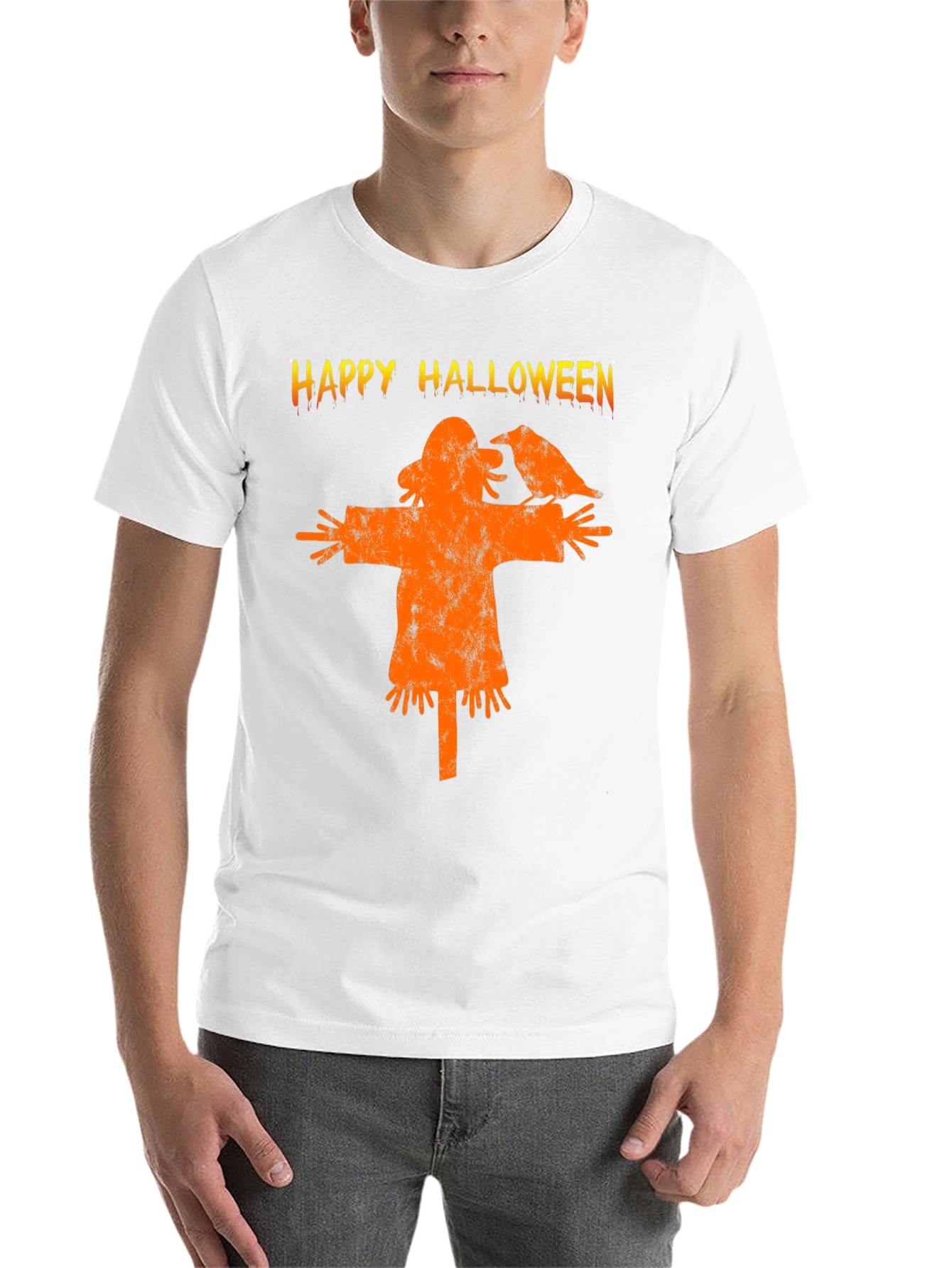 Black Happy Halloween Scarecrow T-Shirt view 14