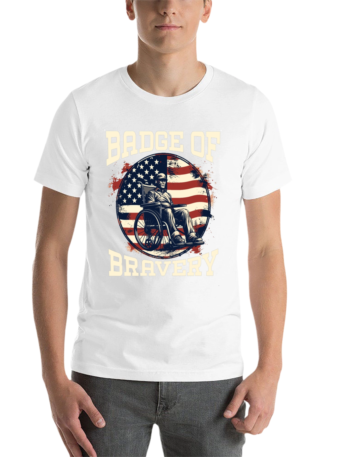 Black Badge of Bravery T-Shirt - Patriotic Veteran Design view 14