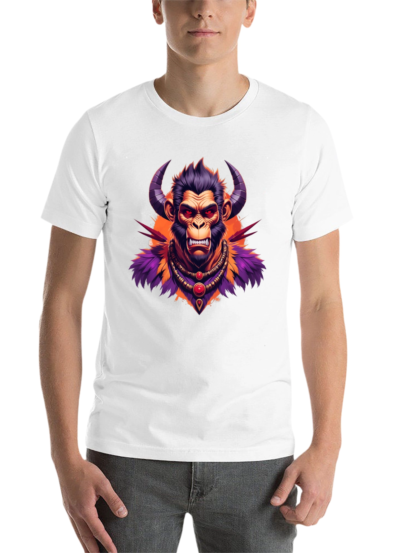 Black Horned Monkey Graphic Tee - Unique Ape Design view 14