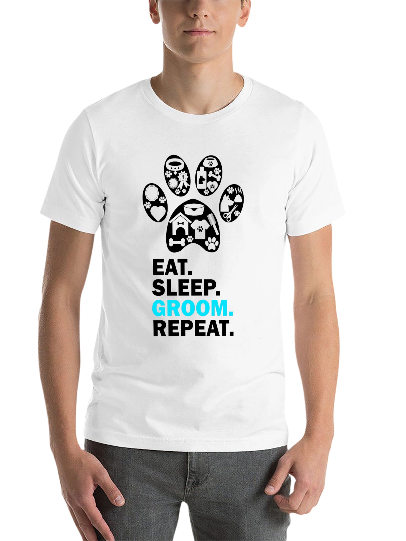 Black Eat Sleep Groom Repeat Graphic Tee view 14