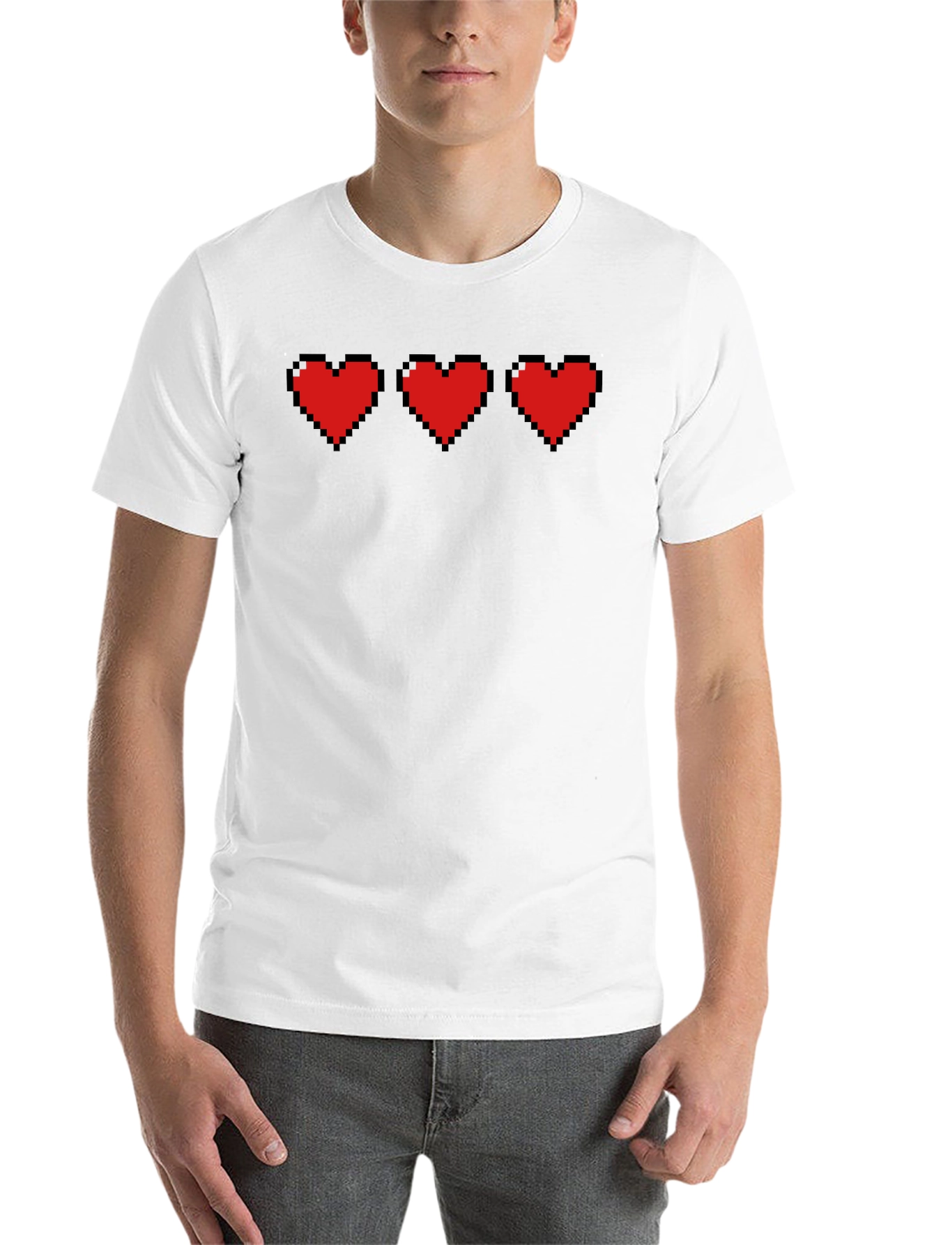 Black Pixel Hearts Black T-Shirt - Gamer Style view 14