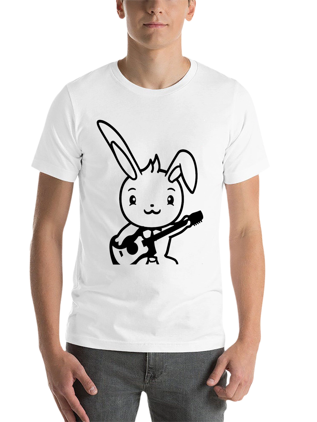 Black Black Bunny Guitarist Graphic Tee - Unisex view 14