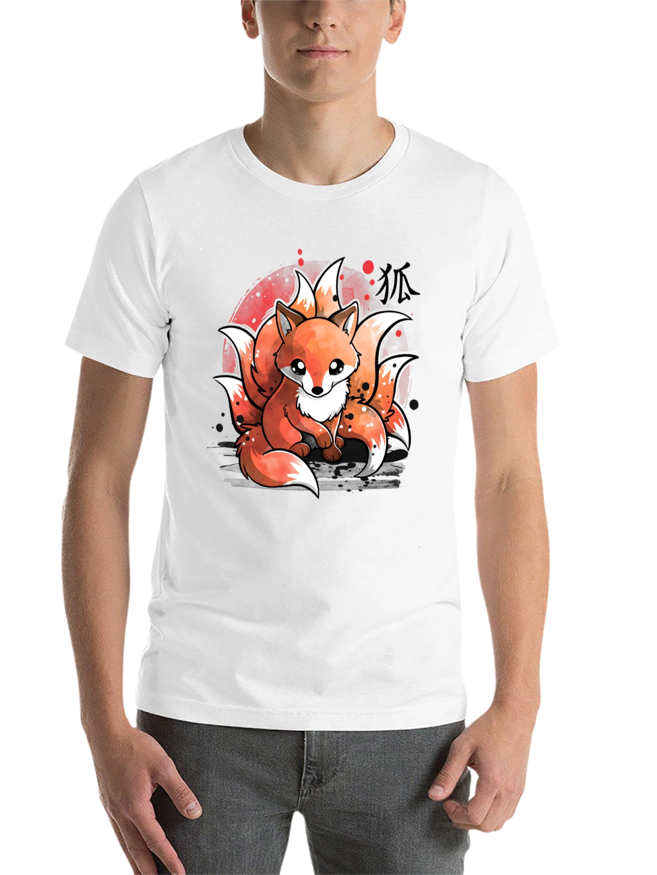 Black Nine-Tailed Fox Graphic T-Shirt - Anime Design view 14