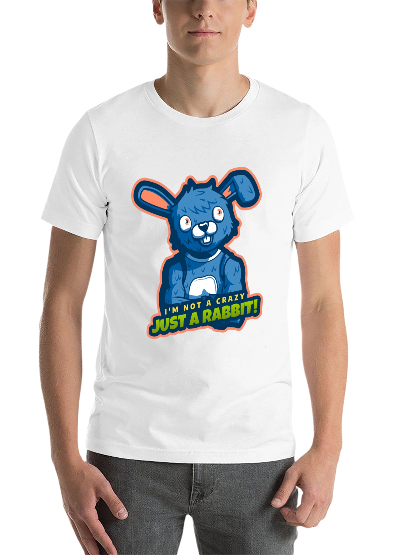 Black Crazy Rabbit Graphic Tee - Funny Animal Print view 14