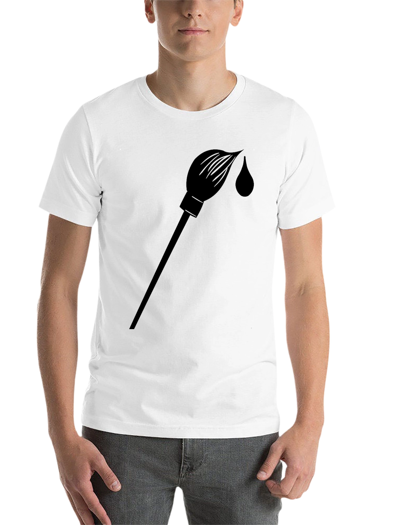 Black Paint Brush Graphic T-Shirt - Solid Black view 14