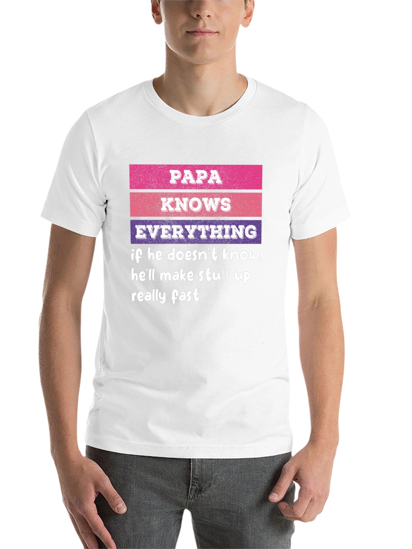 Black Papa Knows Everything T-Shirt Novelty Dad Gift view 14