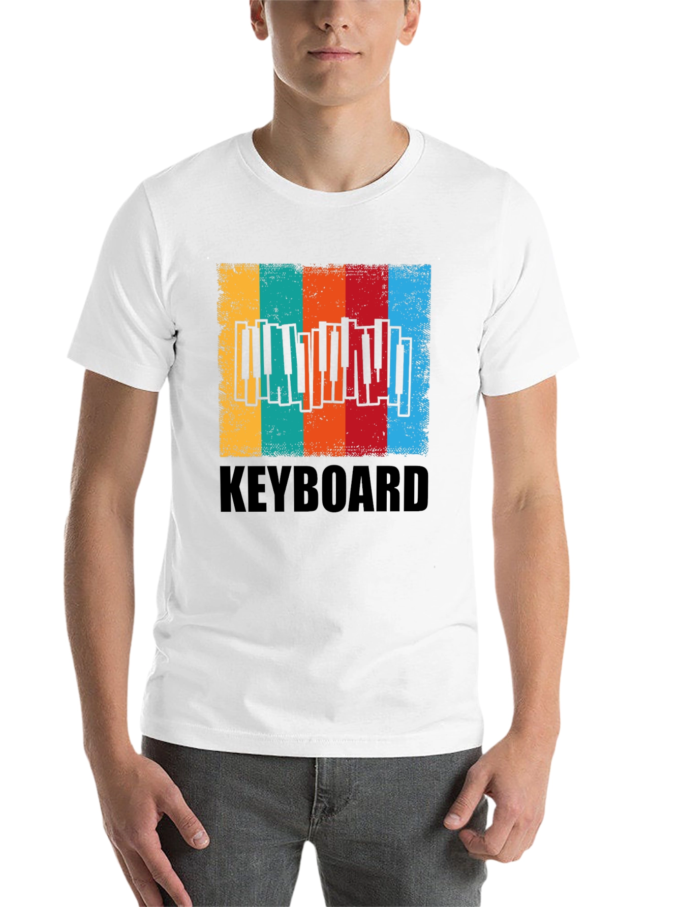 Black Vintage Keyboard Music T-Shirt view 14