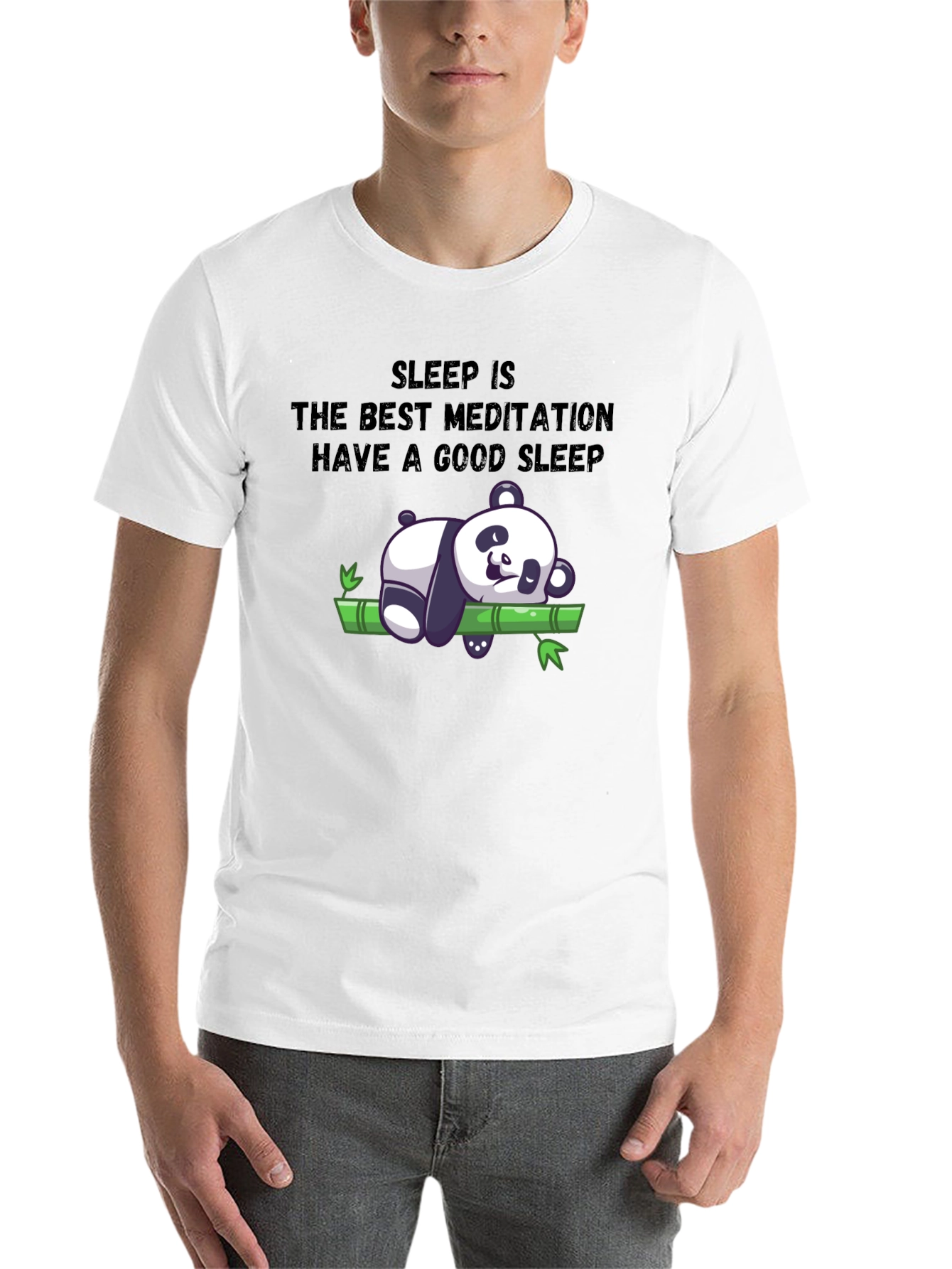 Black Sleep Meditation Panda T-Shirt - Relax & Sleep Well view 14