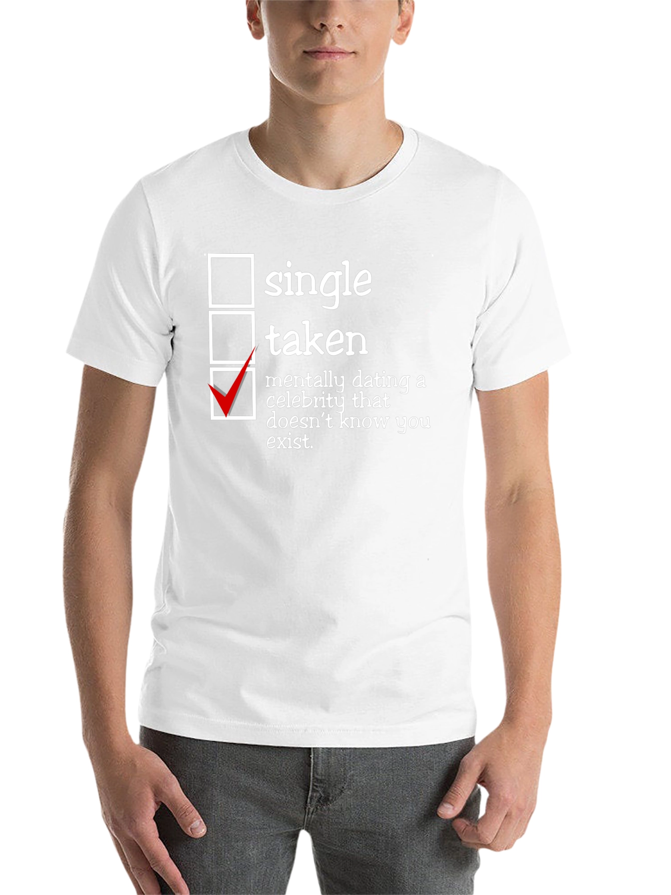 Black Humorous Dating Status T-Shirt - Single Taken view 14