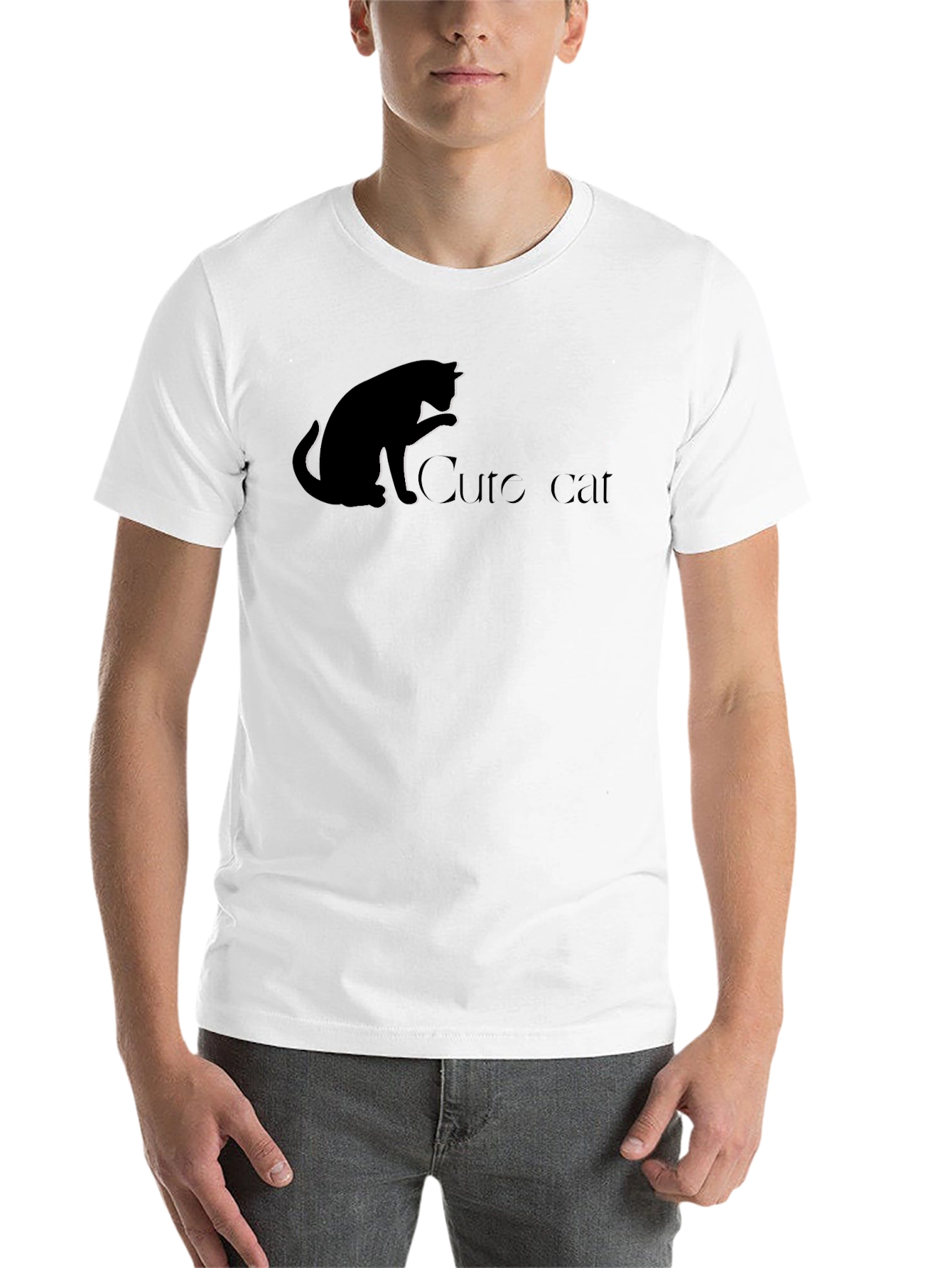 Black Cute Cat Black T-Shirt view 14