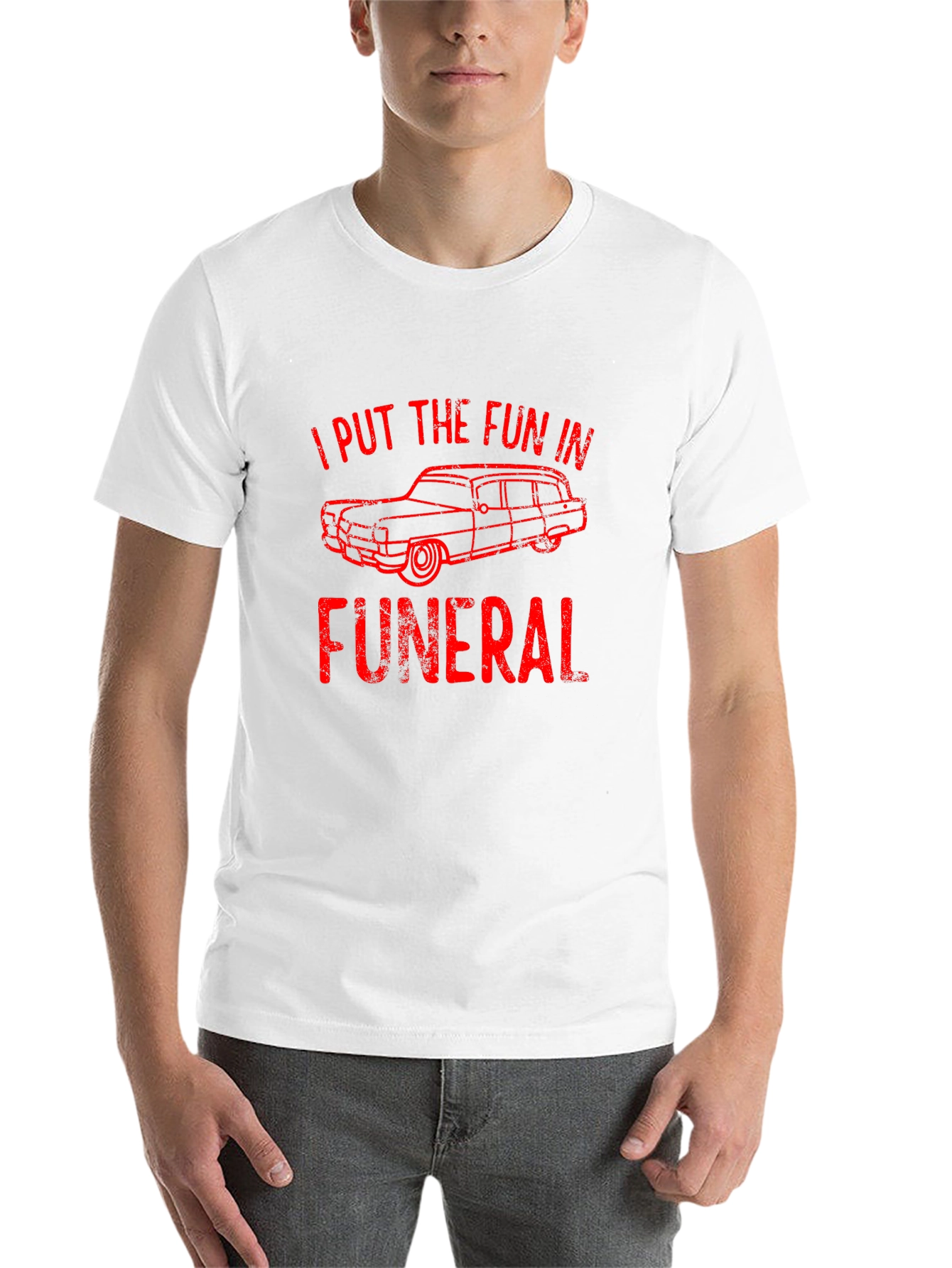 Black I Put the Fun in Funeral Hearse T-Shirt view 14