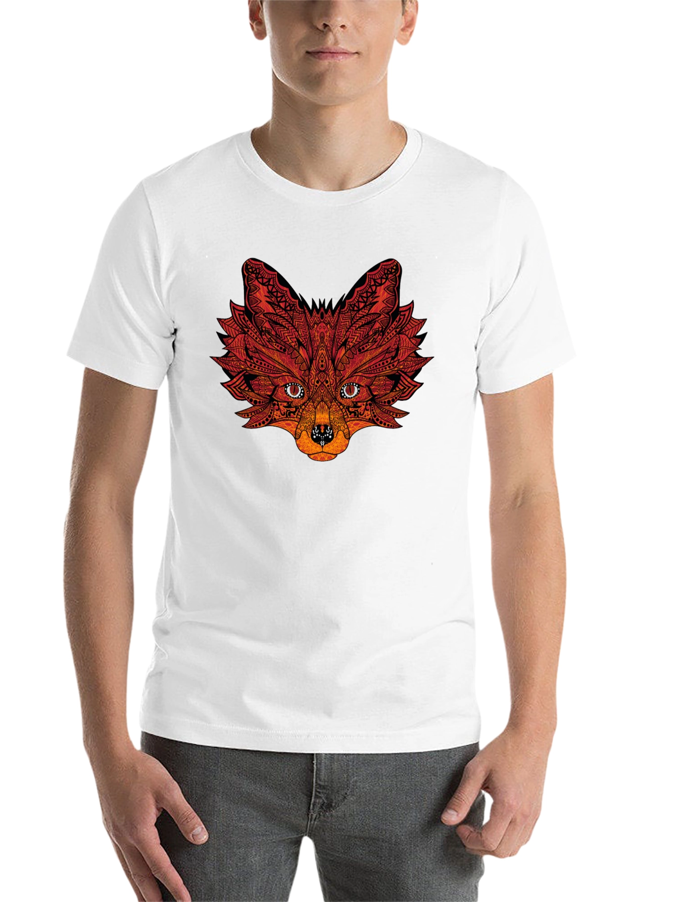 Black Men's Black Graphic Tee - Fox Design view 14