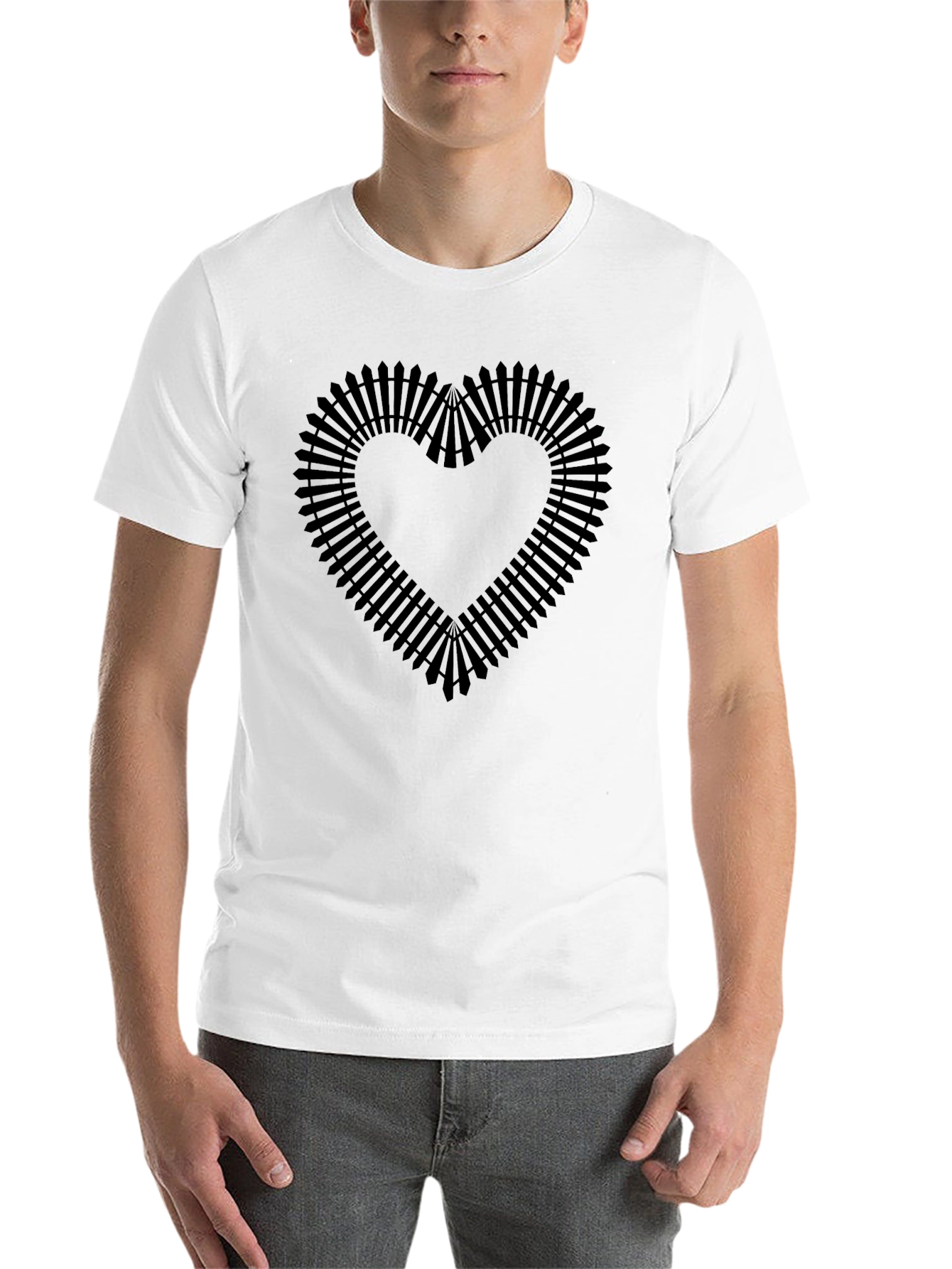 Black Railroad Heart Black T-Shirt - Unique Design view 14