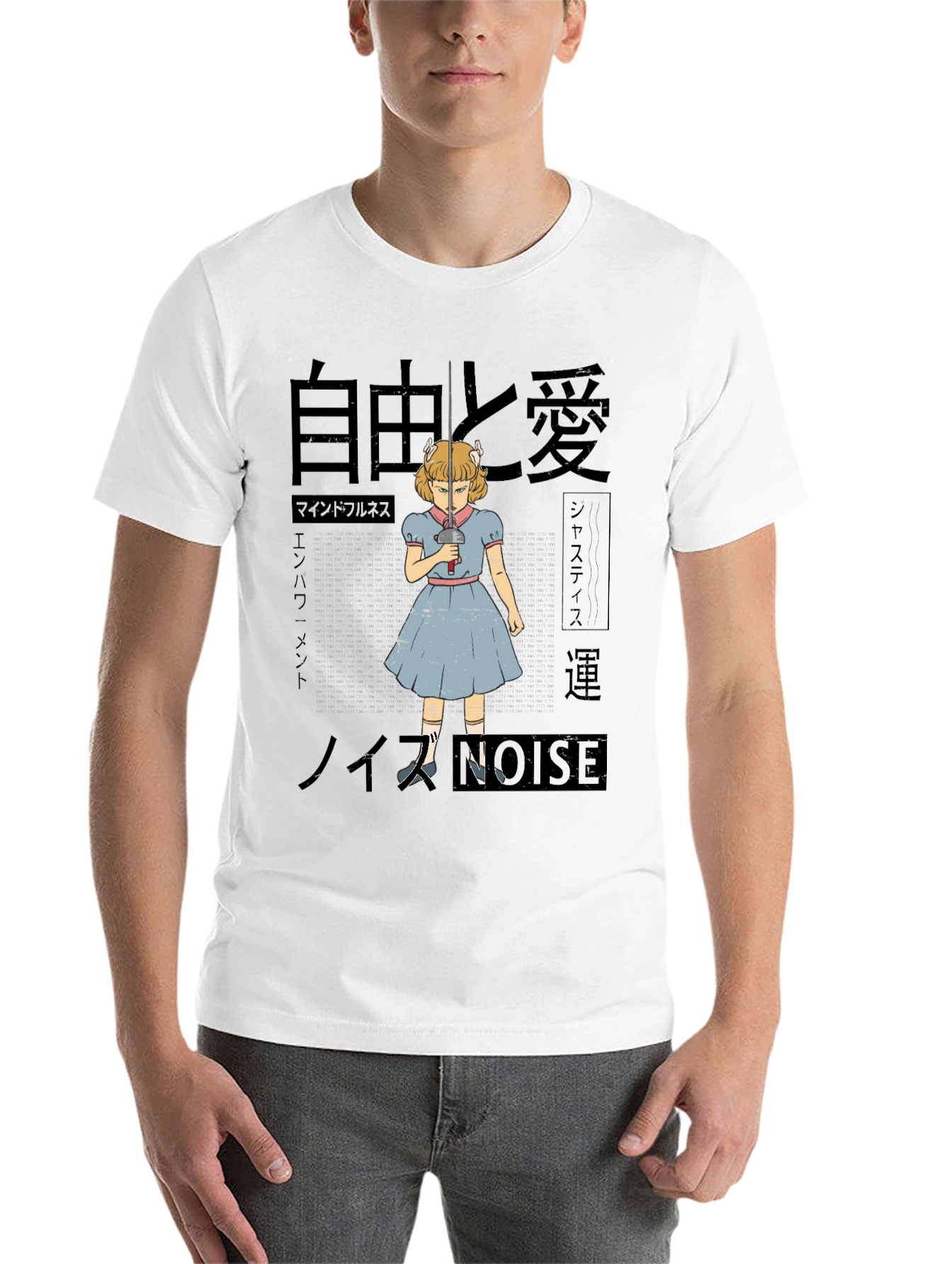 Anime Girl with Sword T-Shirt - Black - 14