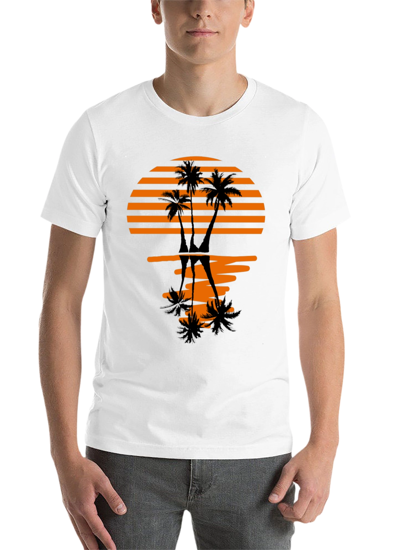 Black Sunset Palm Tree Graphic Tee - Stylish Black T-Shirt view 14
