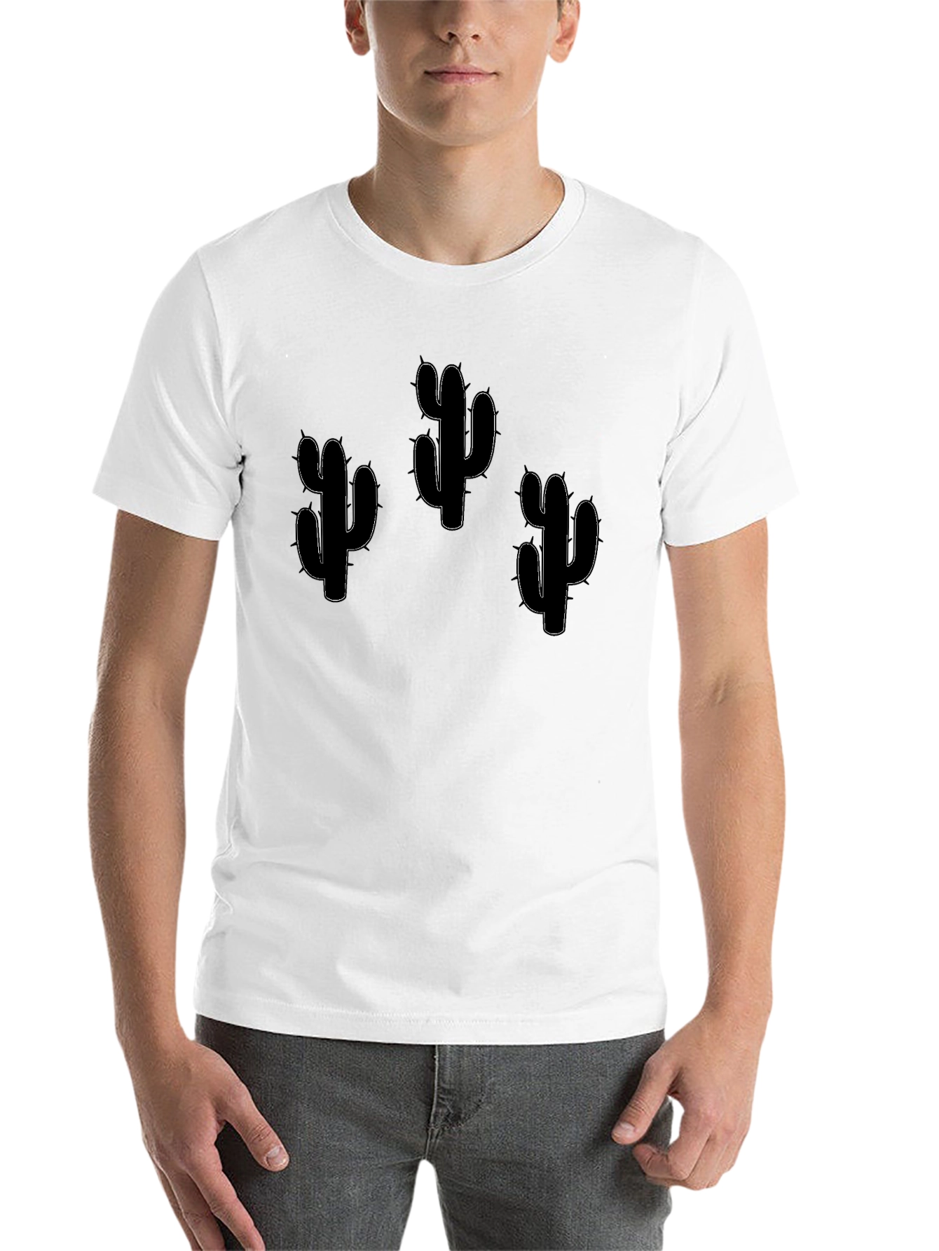 Black Cactus Print Crew Neck T-Shirt view 14
