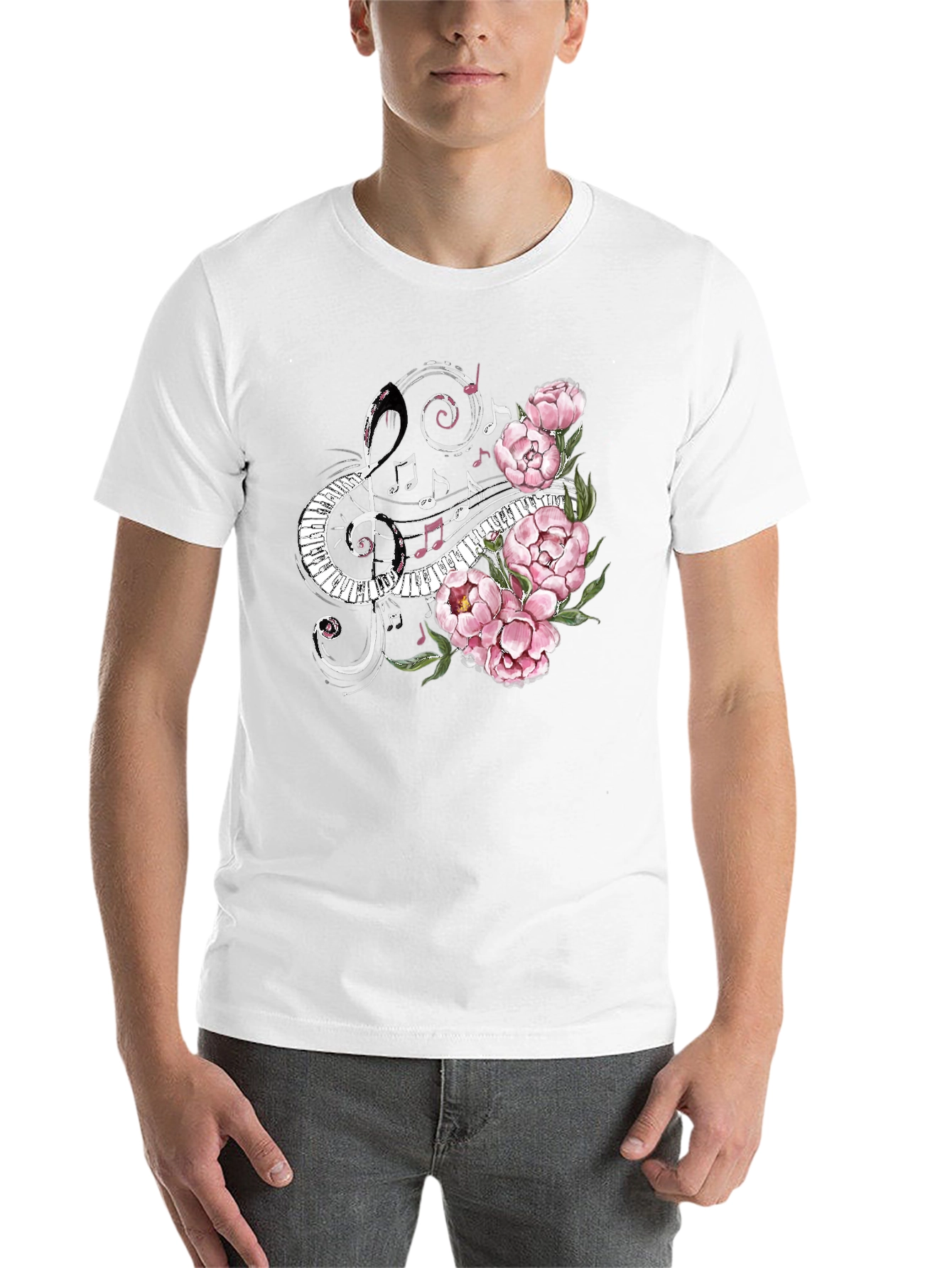 Black Musical Florals Men's Black Tee view 14