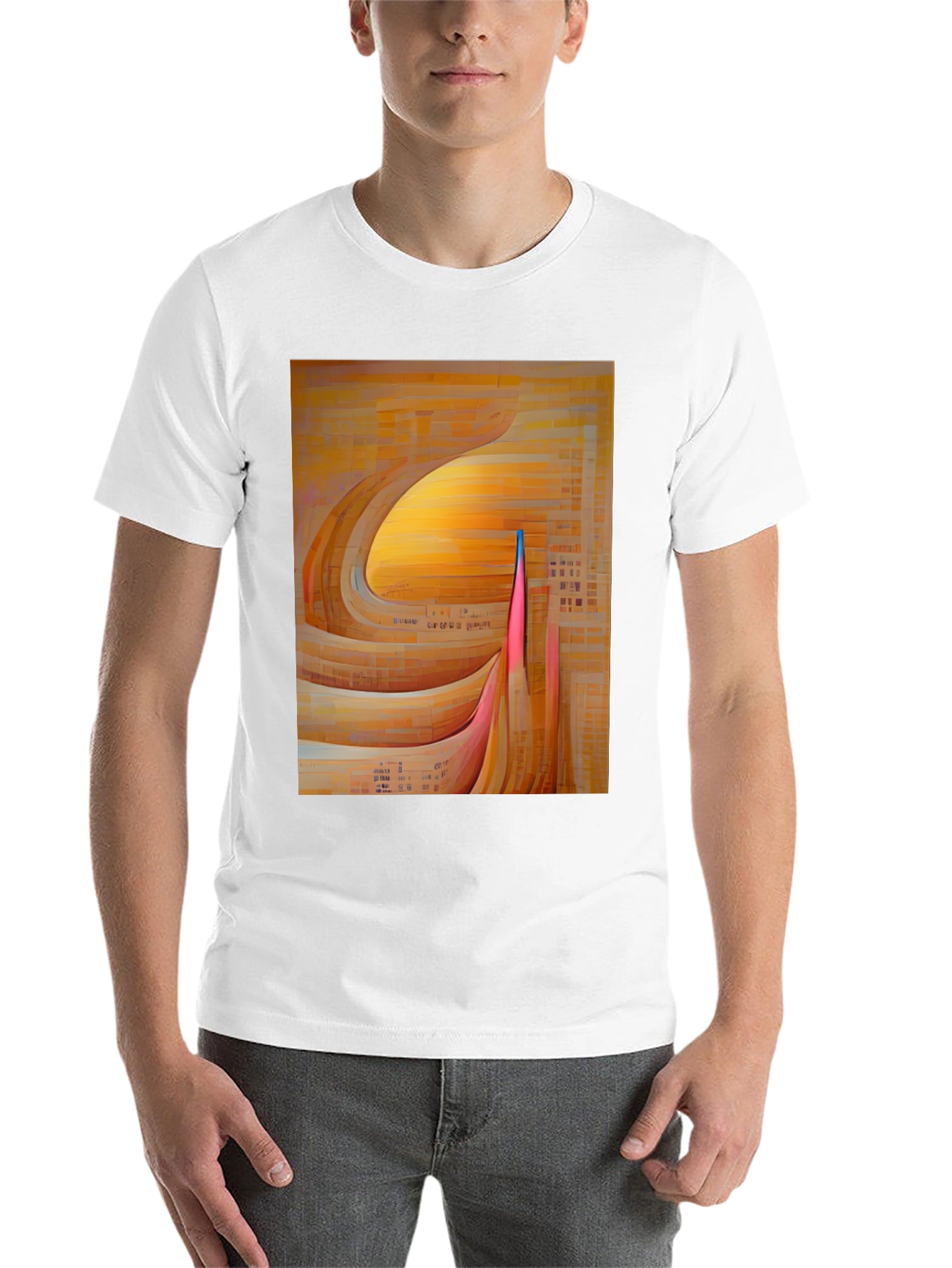 Black Abstract Geometric Graphic Print Black T-Shirt view 14