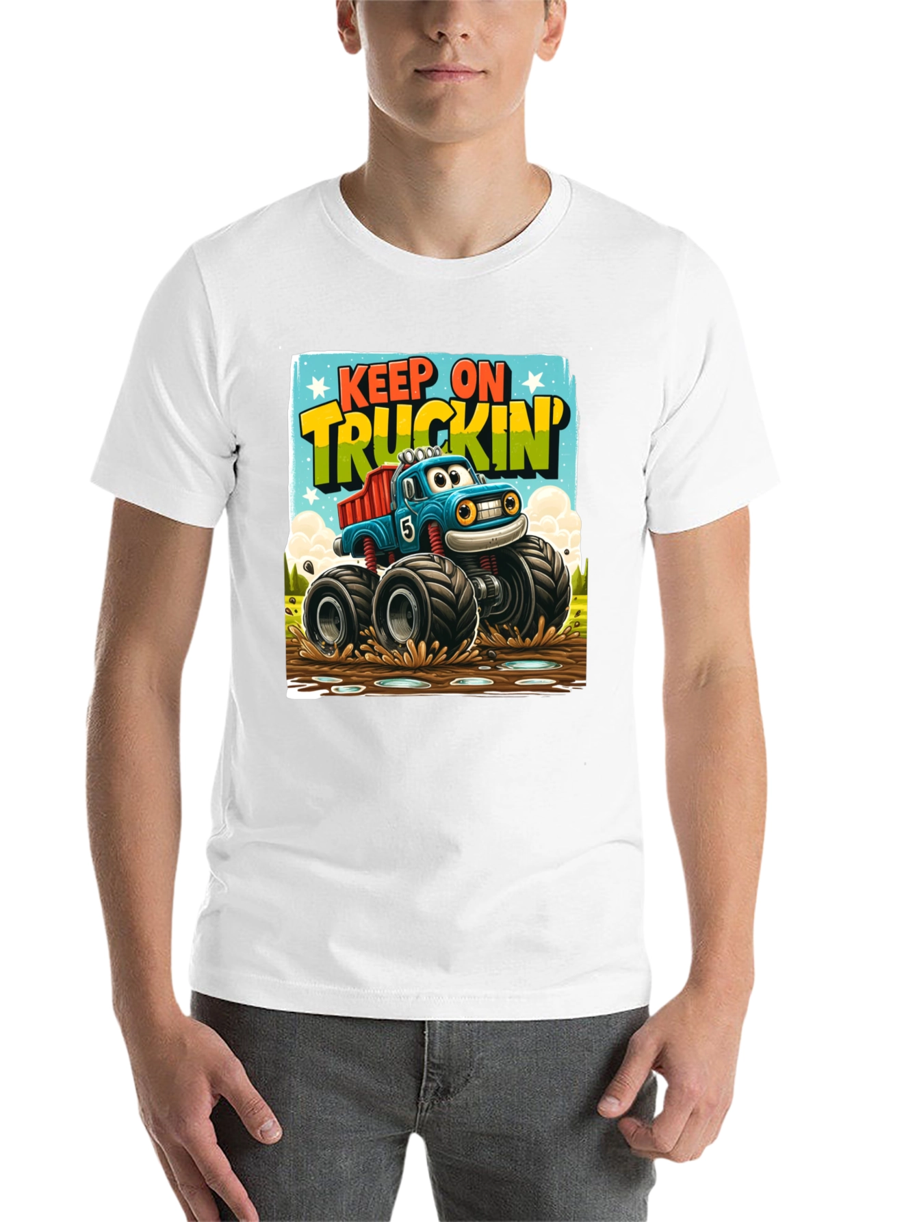 Black Keep On Truckin' Monster Truck T-Shirt view 14