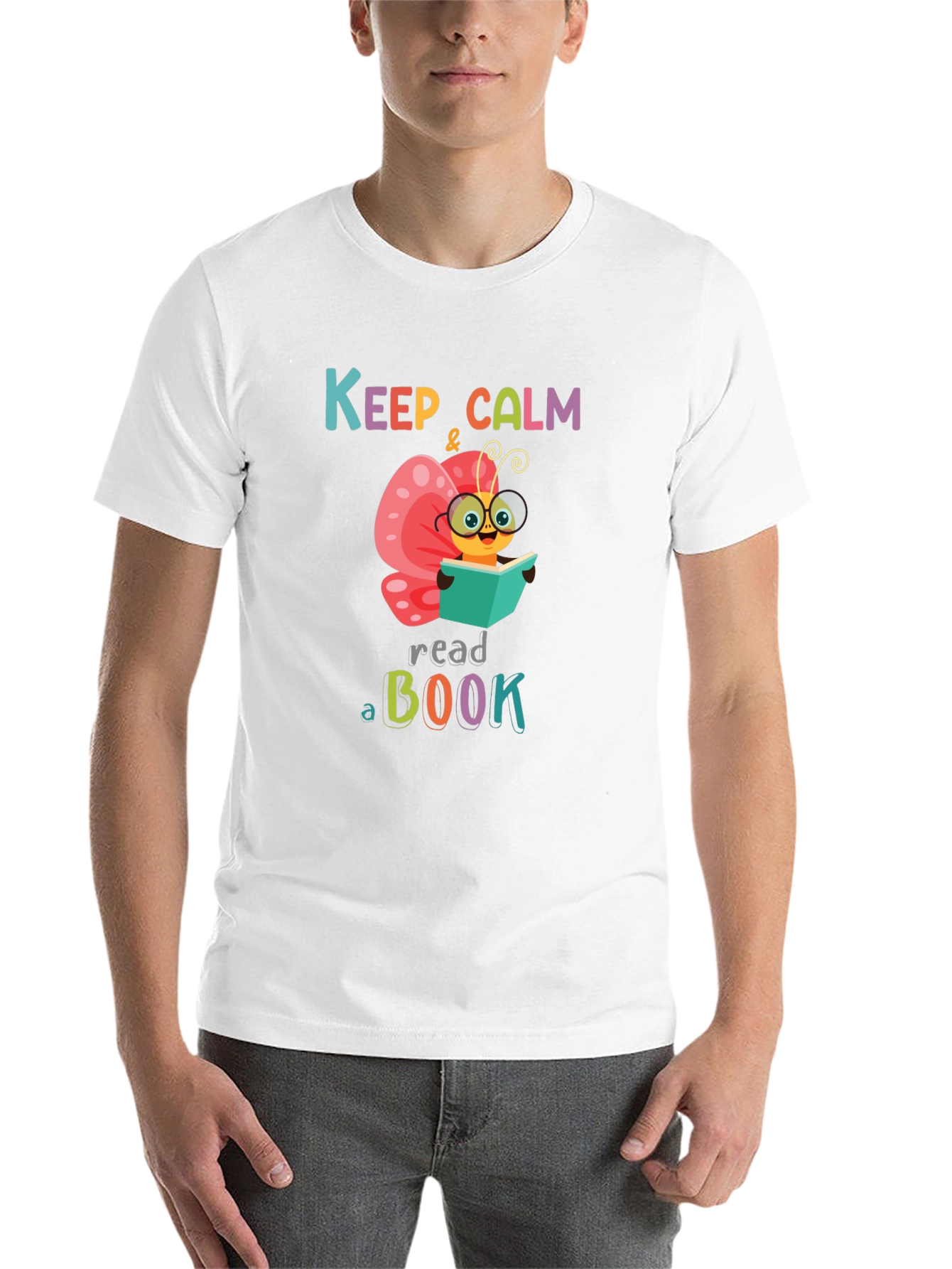 Black Keep Calm Read a Book T-Shirt view 14