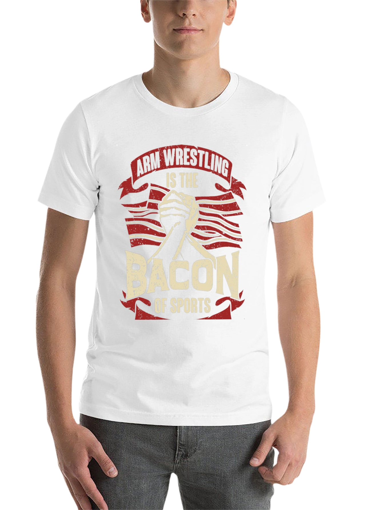 Black Arm Wrestling Bacon of Sports T-Shirt view 14