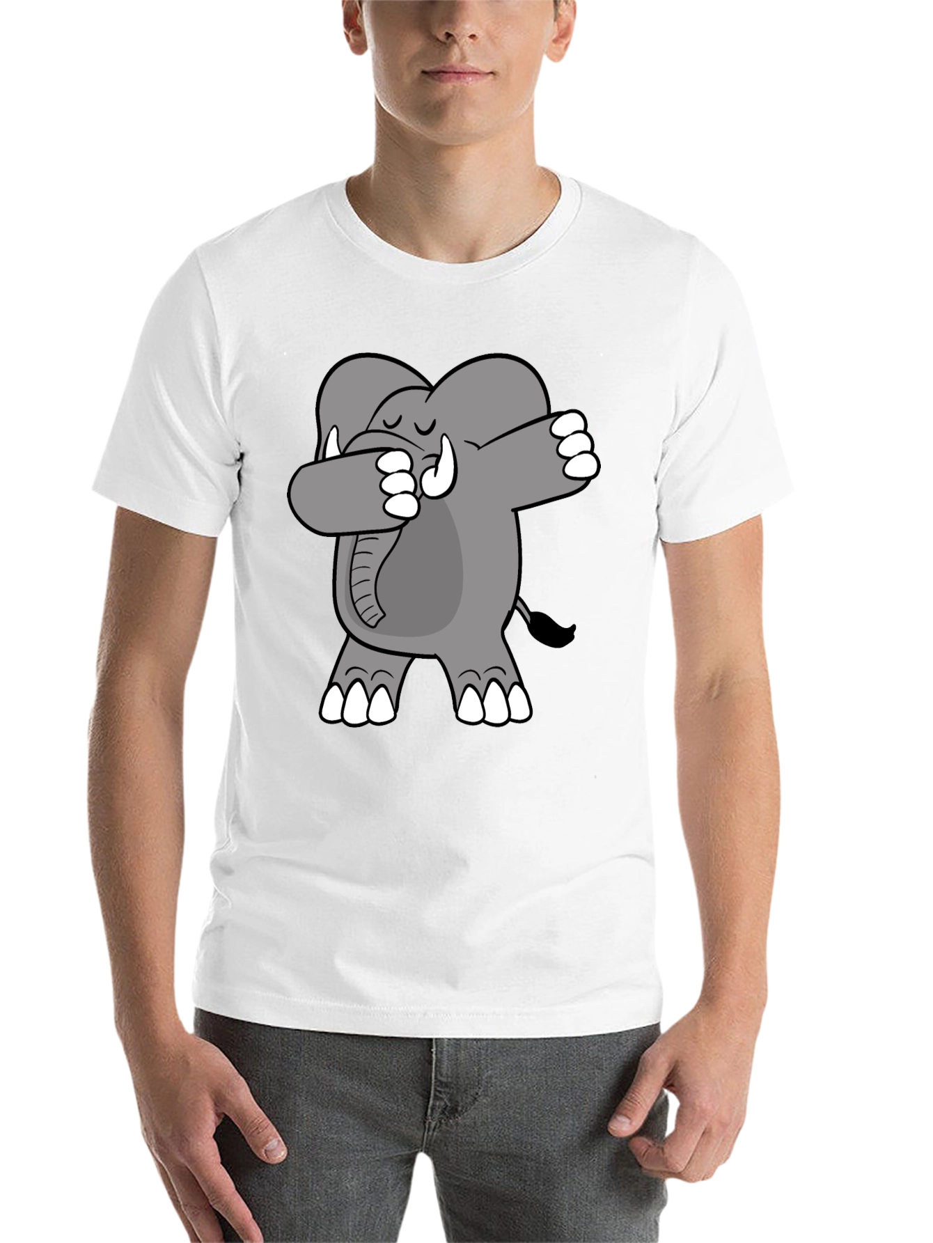 Black Dabbing Elephant Graphic Tee - Black Cotton Shirt view 14