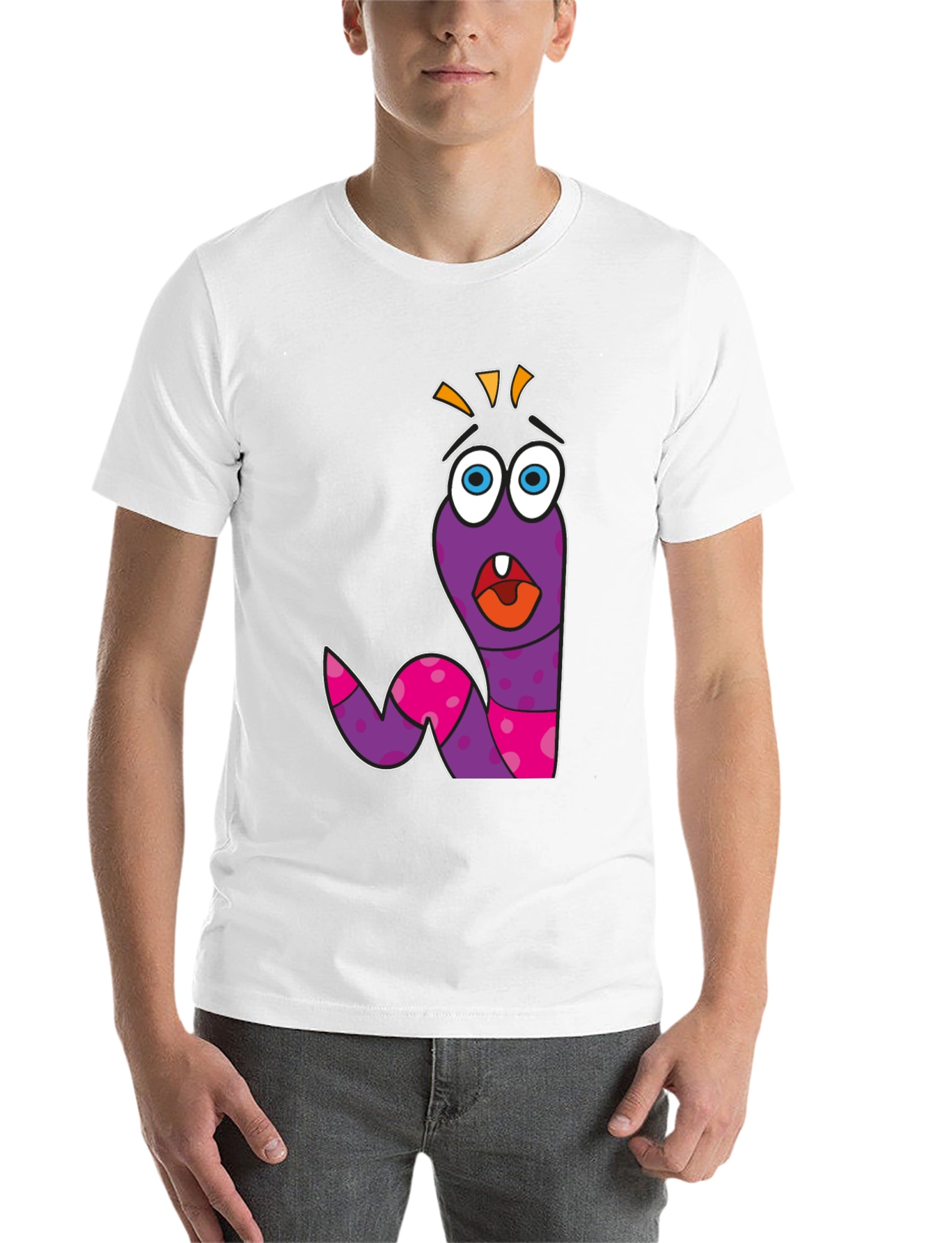 Black Cartoon Worm Graphic Tee - Funny & Unique Design view 14