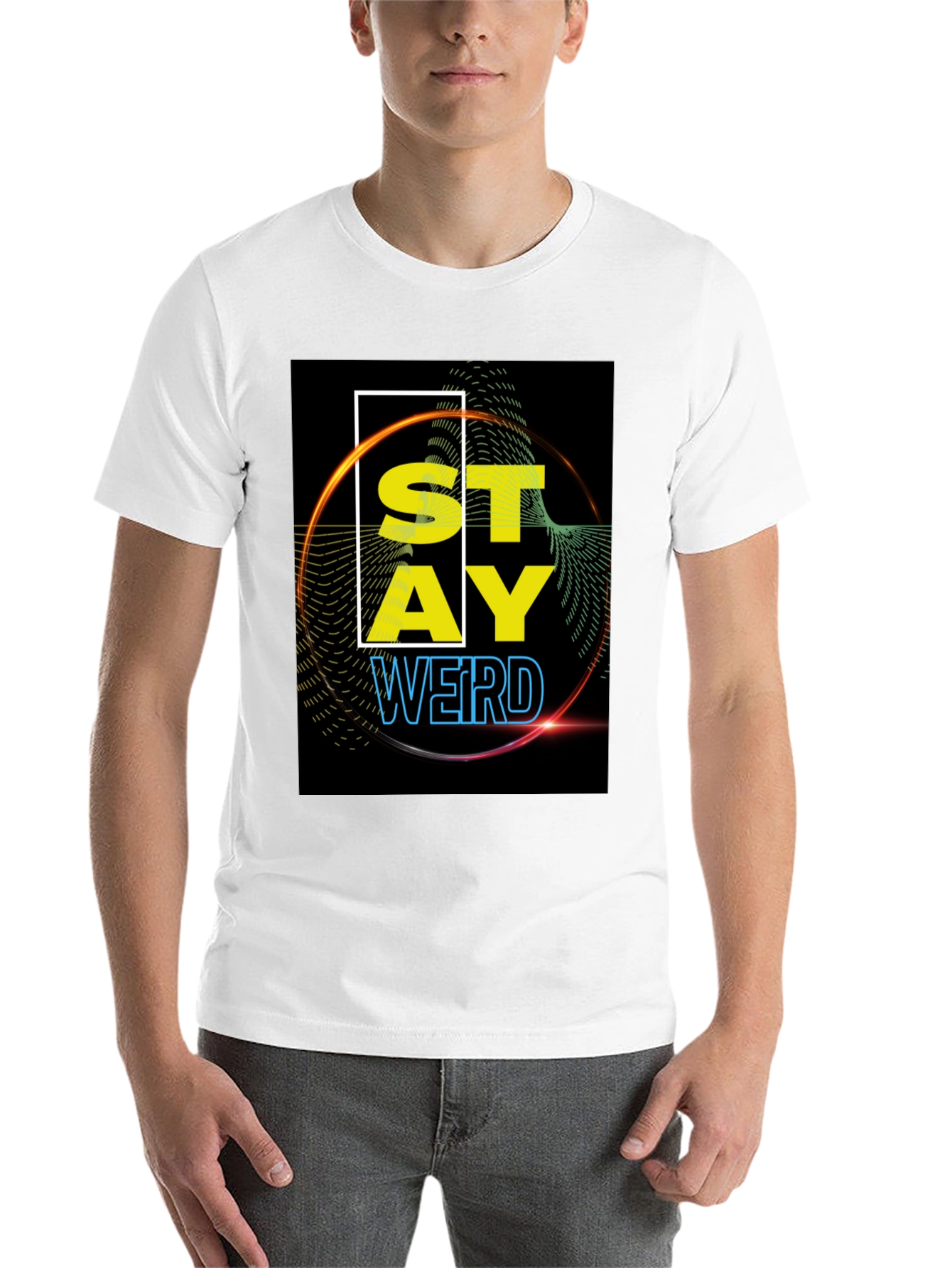 Black Stay Weird Graphic Tee - Black view 14