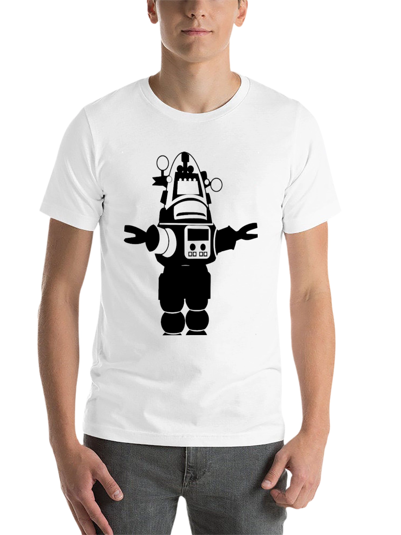 Black Robot Graphic Black T-Shirt Cool Design view 14
