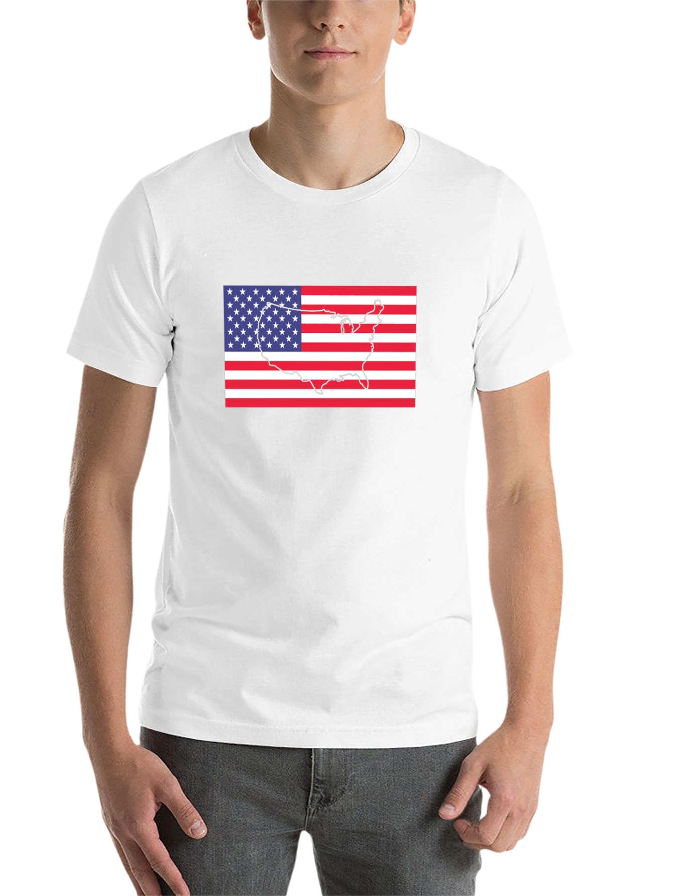 USA Flag Outline T-Shirt - 14