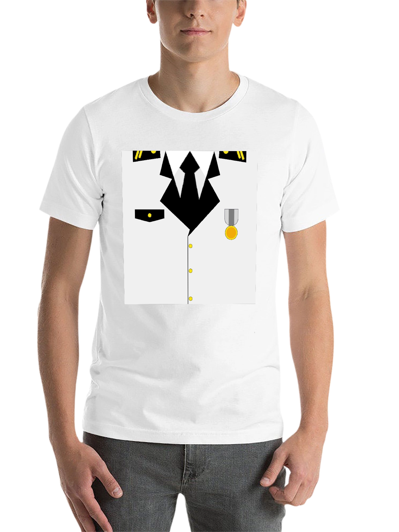 Black Pilot Costume T-Shirt - Realistic Design view 14