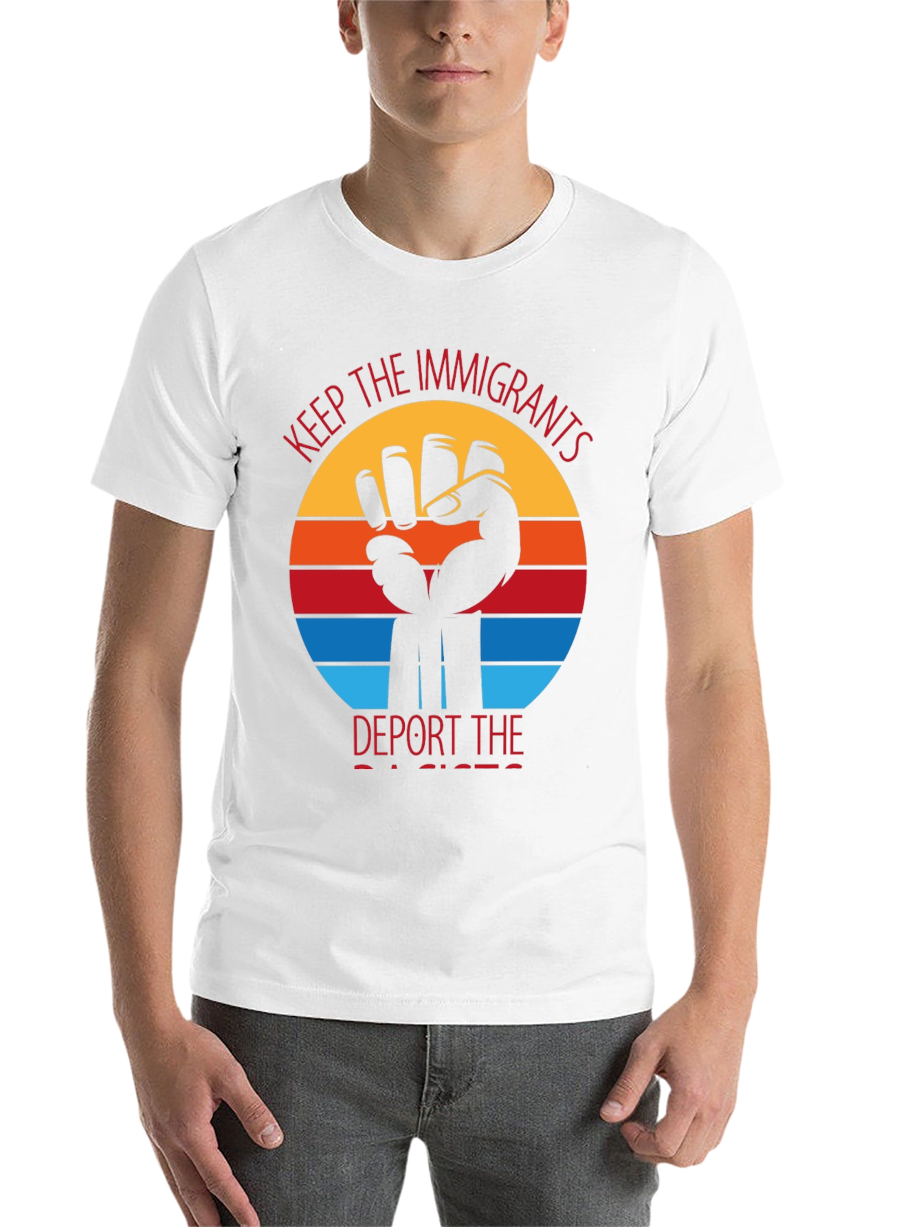 Black Keep The Immigrants, Deport Racists T-Shirt view 14
