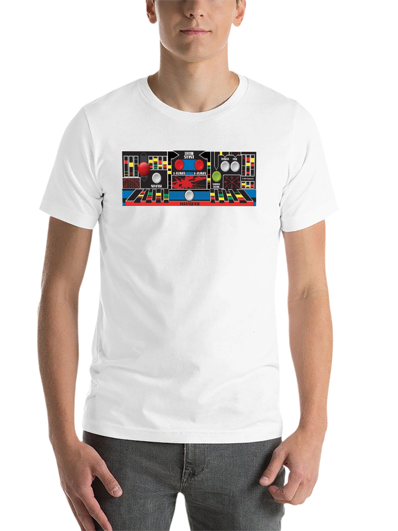 Black Retro Arcade Game Control Panel T-Shirt view 14