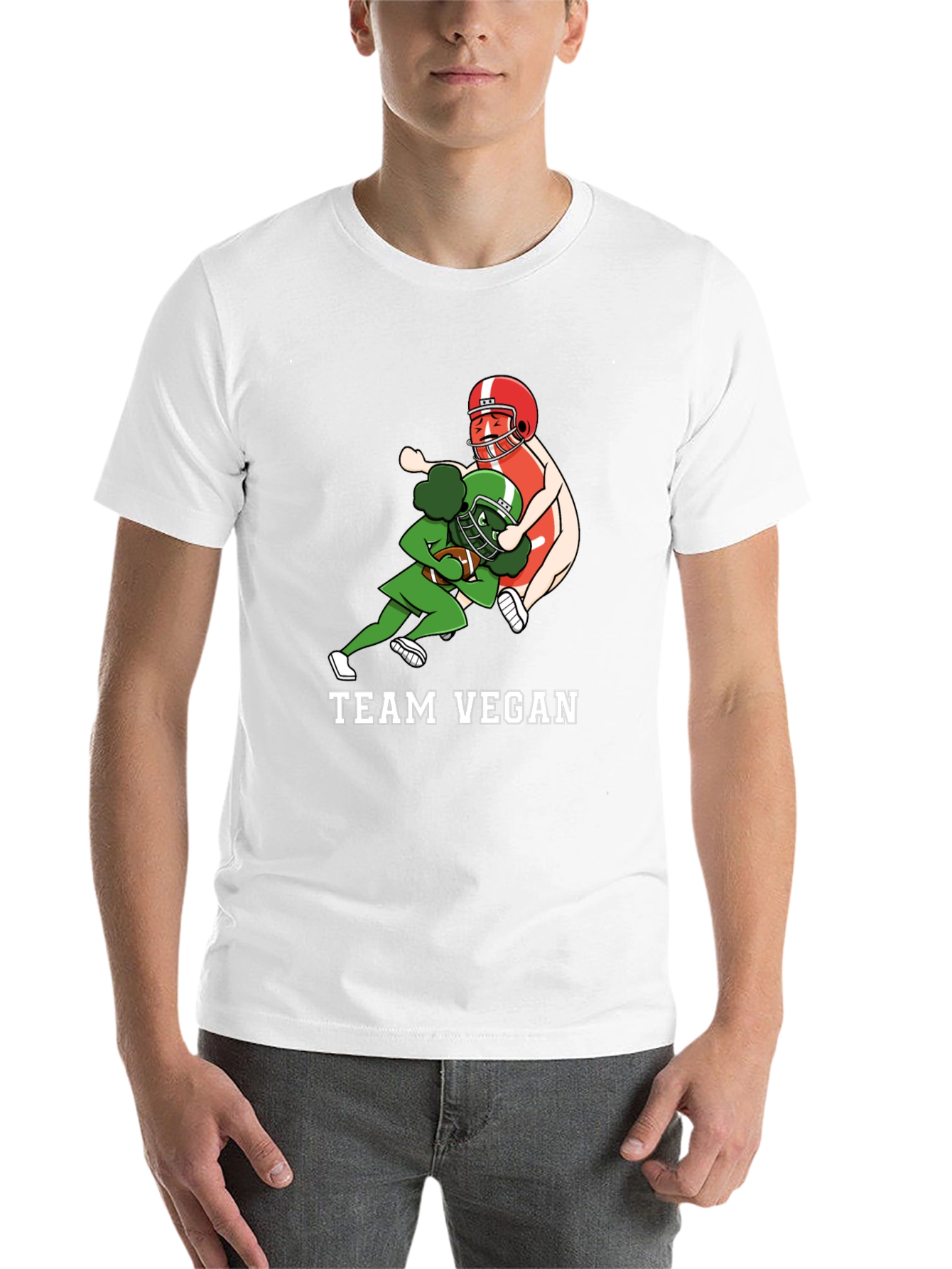 Black Team Vegan Football T-Shirt - Funny Vegan Gift view 14