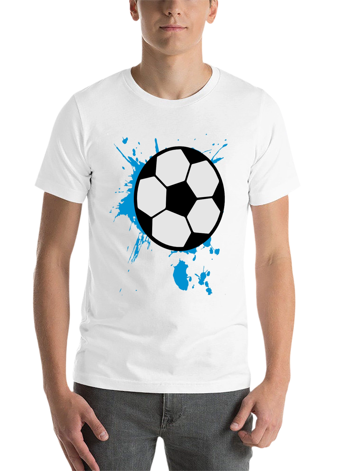 Black Soccer Ball Splash Tee - Black Cotton Graphic T-Shirt view 14