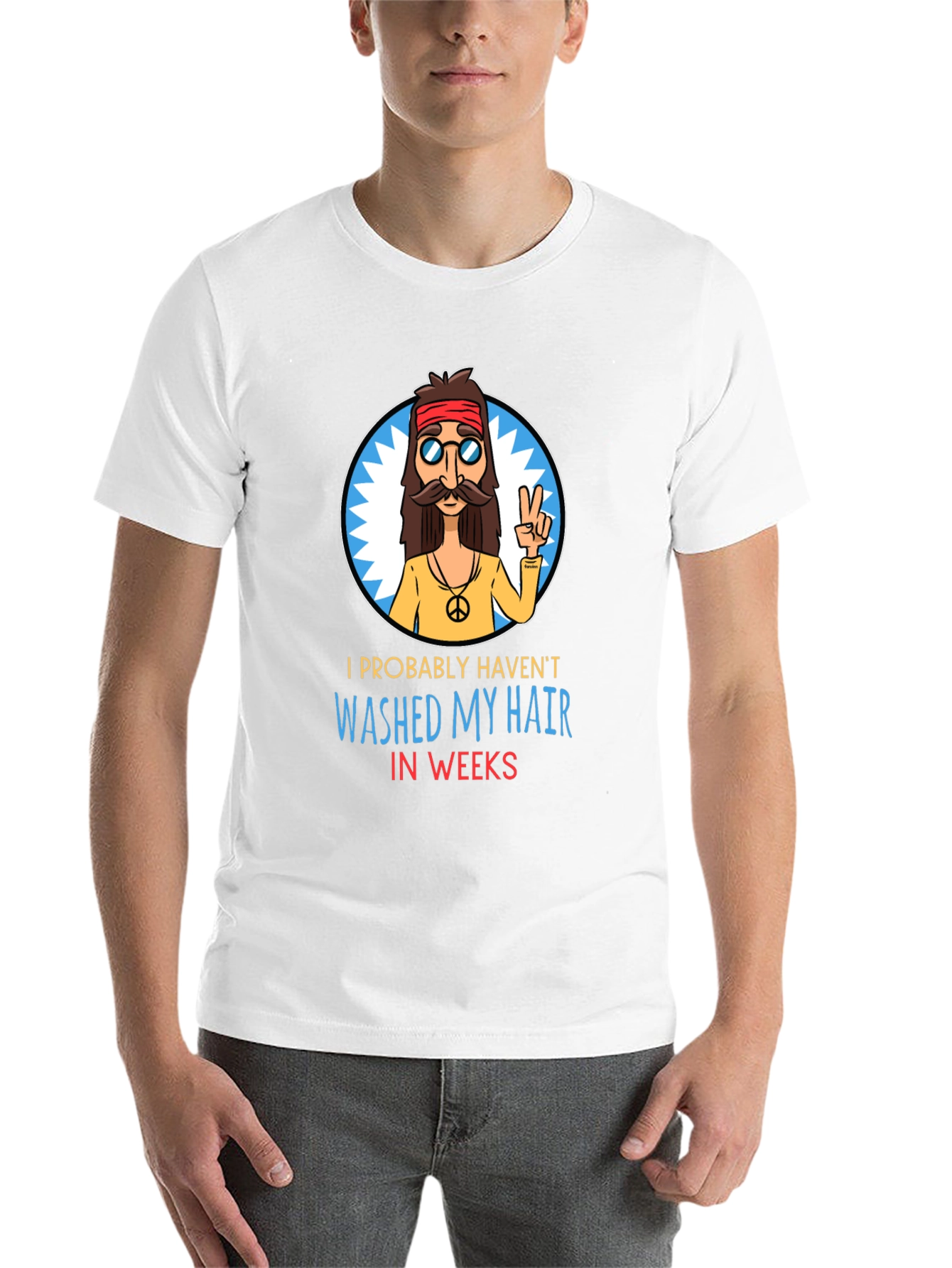 Black Hippie Humor T-Shirt - Unwashed Hair view 14