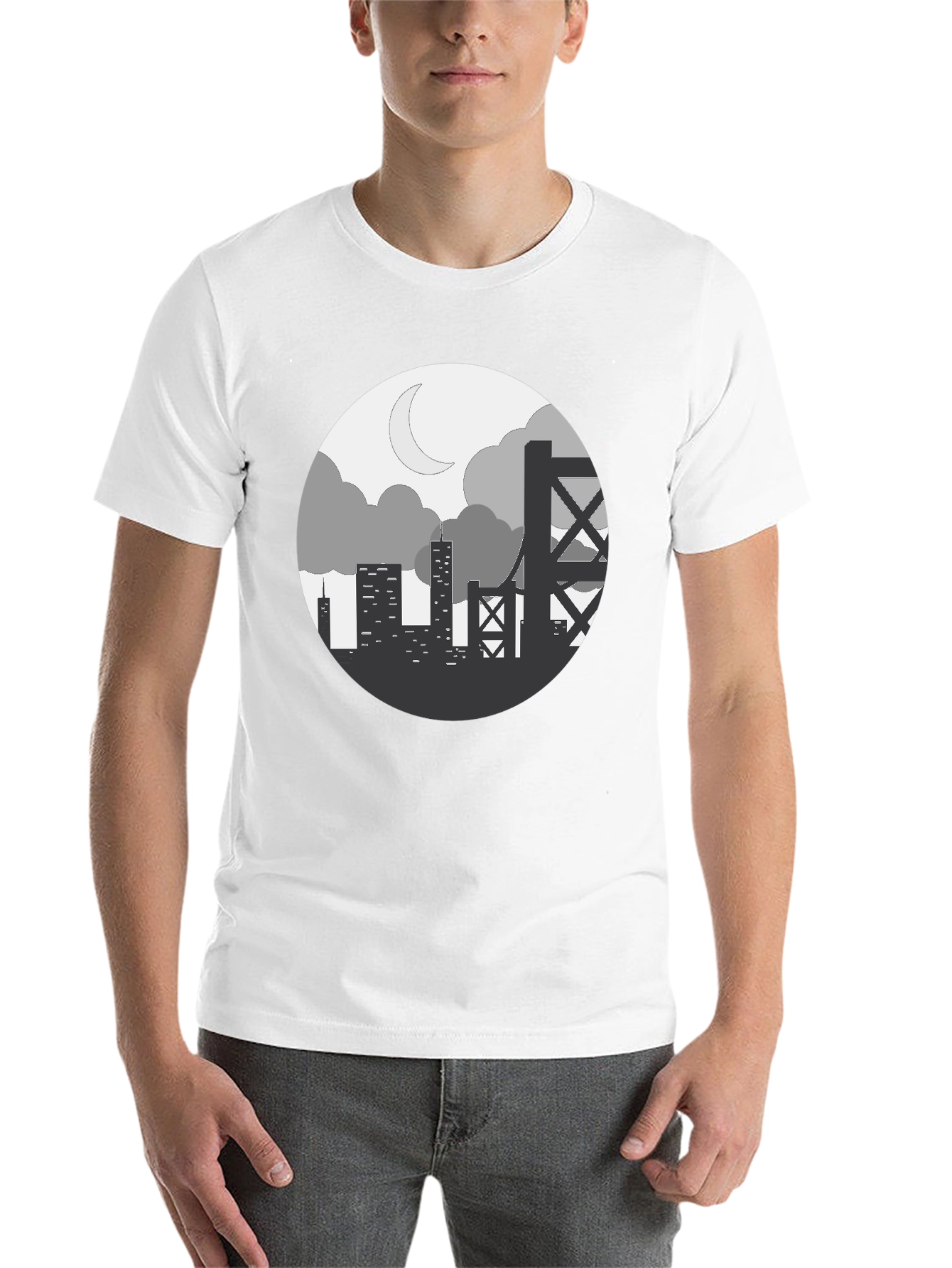 Black Cityscape Silhouette Graphic Tee - Black view 14