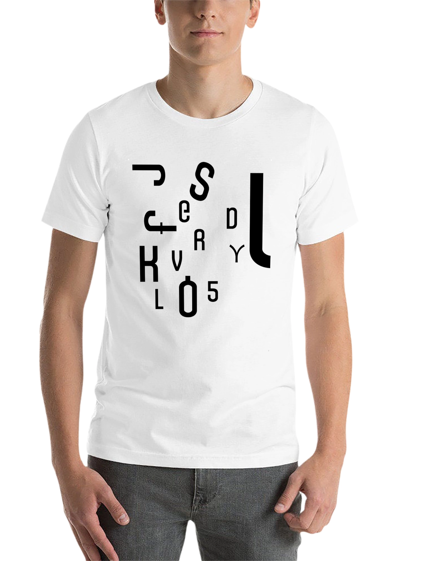Black Abstract Lettering Graphic T-Shirt view 14